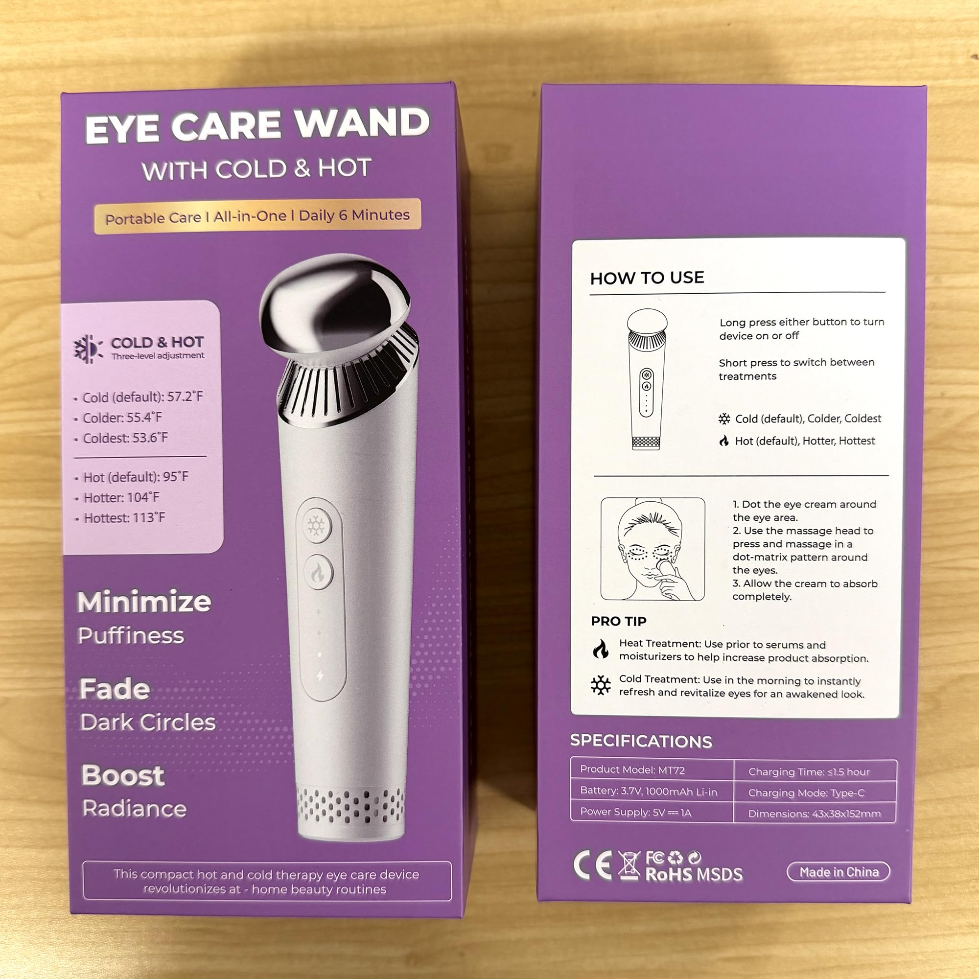 Depuffing Wand for Eyes & Face, 2-in-1 Cold & Heat Eye & Facial Massager