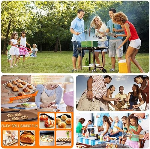 Miniatura 9 de BBQ set de parrilla para barbacoa 5 100% PTFE láminas de teflón para gas, carbón, parrilla eléctrica como lo vio en televisión, 15.75 x 13", XL,