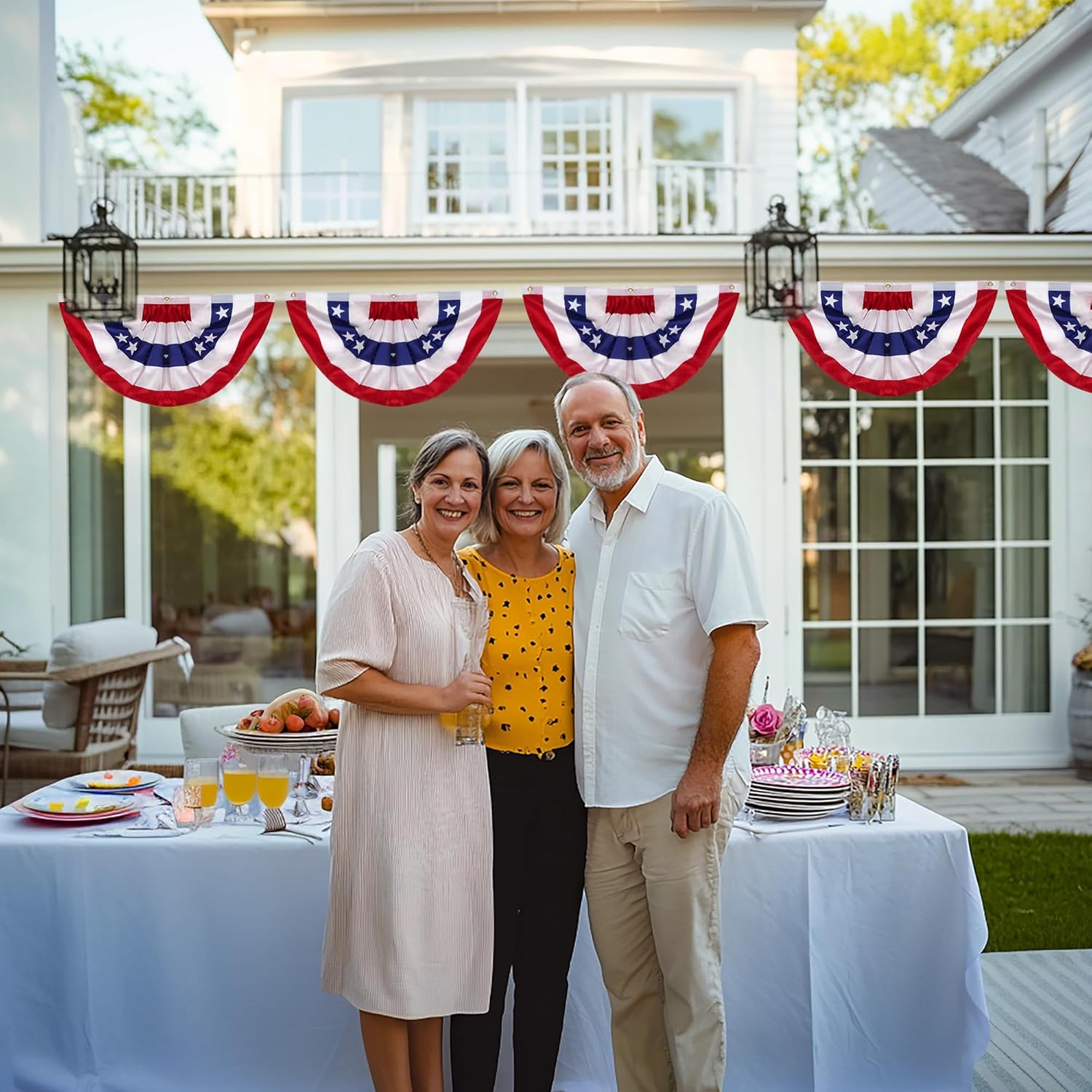 MCFULL American Flag Bunting for Outside,1.5x3 FT Bunting Flags Outdoor,American Flag Banners for Outside,USA Pleated Fan Flags Red White and Blue Banner for Labor Day Veterans Day Decorations,4 Pcs - Image 7