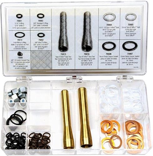 Edelmann 70013 - Surtido de anillos en O para dirección asistida, sello de teflón y arandela de cobre con herramientas