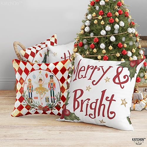 Miniatura 8 de KatchOn, Fundas de almohada navideñas de cascanueces de 18 x 18 pulgadas, paquete de 4, fundas de almohada navideñas, decoraciones navideñas de Ho,