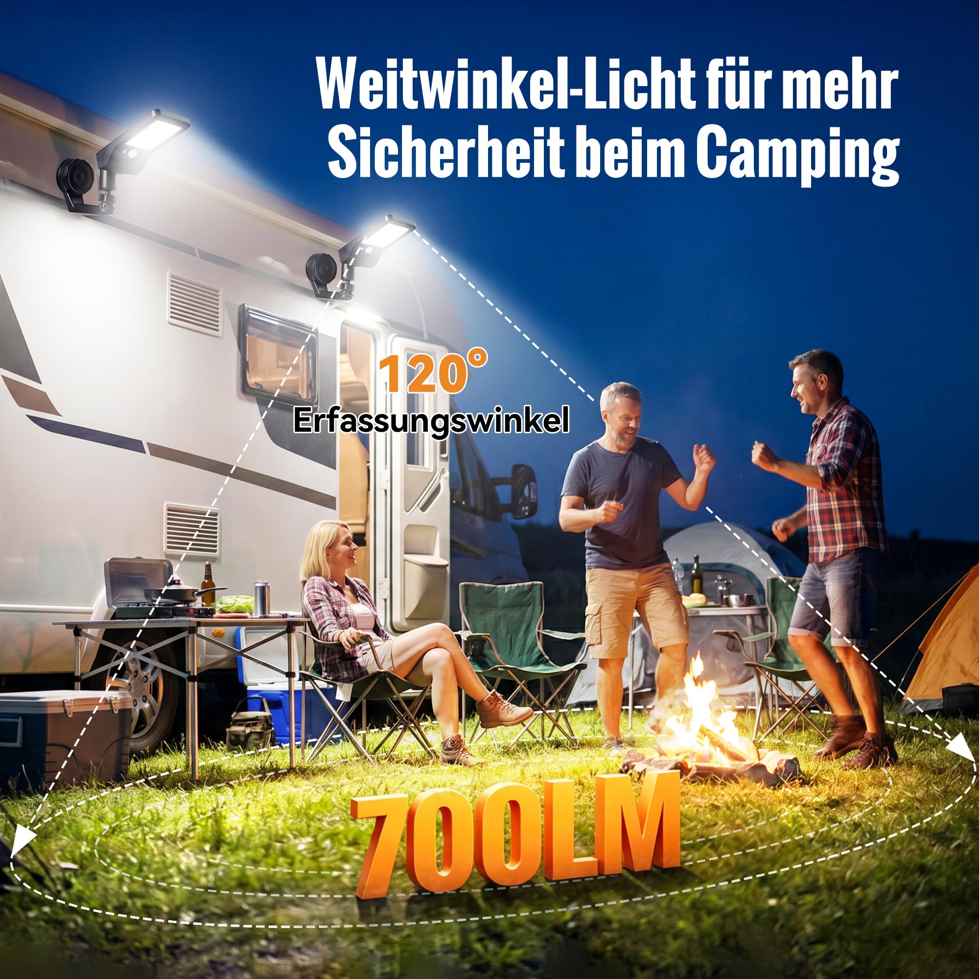 Außenlampe mit Bewegungsmelder Solarleuchte Außen Magnetisch Ohne Bohren | 700LM Wandleuchte 3 Lichtmodi, Magnetisch ohne Bohren 360° Verstellbar IP65 Wasserdicht für Zaun Garage Wohnmobil 4 Stück