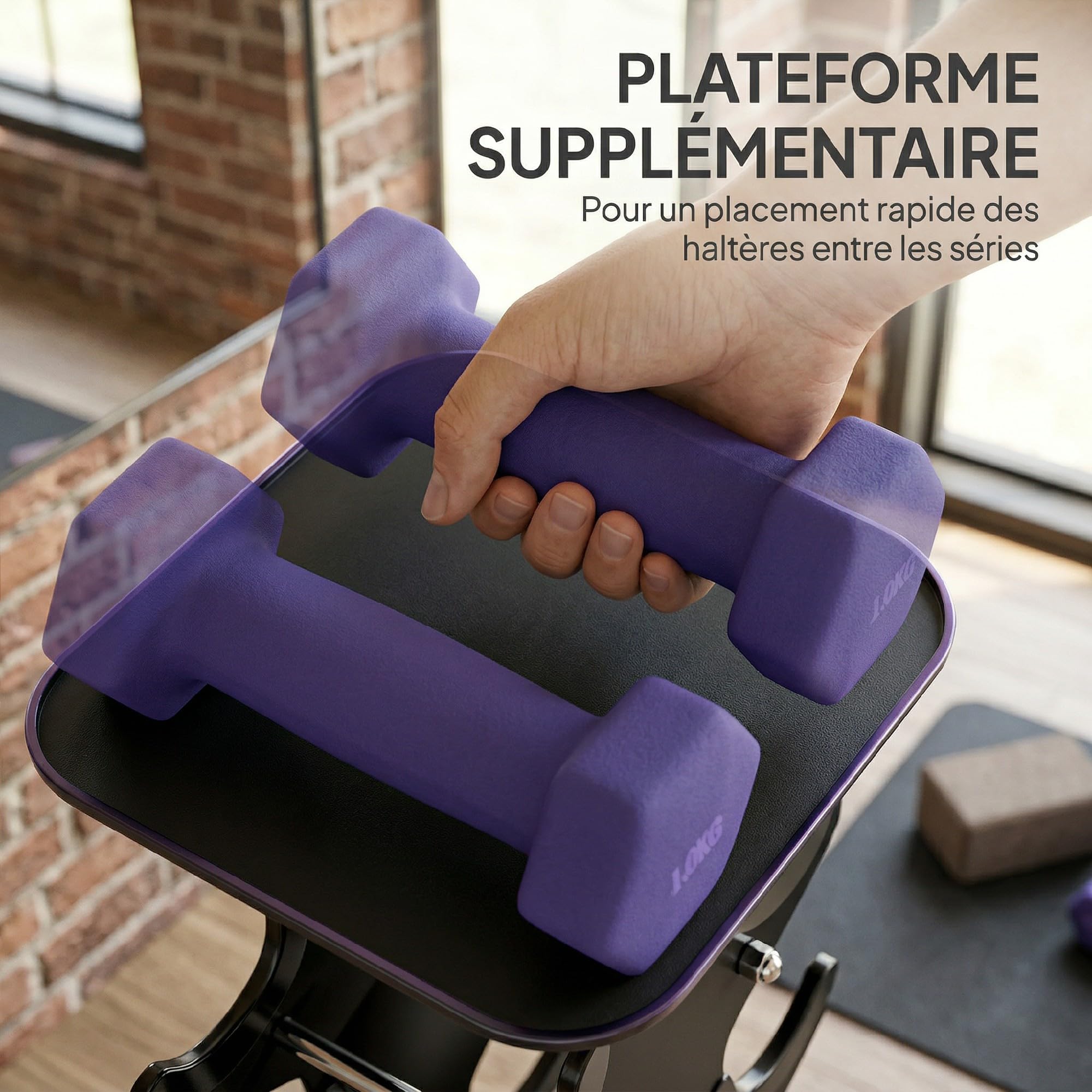 SPORTNOW Lot 3 haltères hexagonaux avec support, 2 x 1kg, 2 x 3kg, 2 x 5kg, set haltères musculation courts, poignées antidérapantes, pour femmes & hommes, fitness à domicile entraînement bras épaules