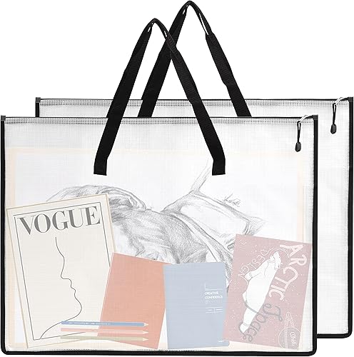 Miniatura 8 de EOOUT 4 bolsas de 19 x 25 pulgadas, carpeta de portafolio para obras de arte, bolsa de almacenamiento de carteles con cremallera y asa,