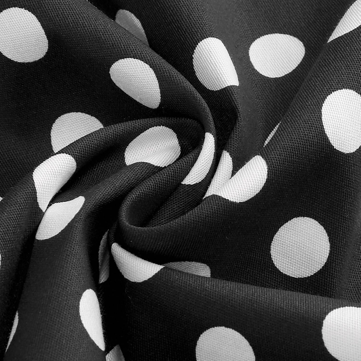 1950s Vintage Cocktail Dresses for Women: Polka Dot Square Neck Tea Length with Belt - Summer Retro Outfits for Wedding - Image 3