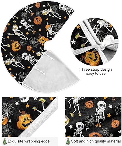 Miniatura 2 de ALAZA Decoración de falda de árbol de Halloween, pequeño adorno de falda de árbol de 35.4 pulgadas con espeluznante esqueletos de Halloween y patrón