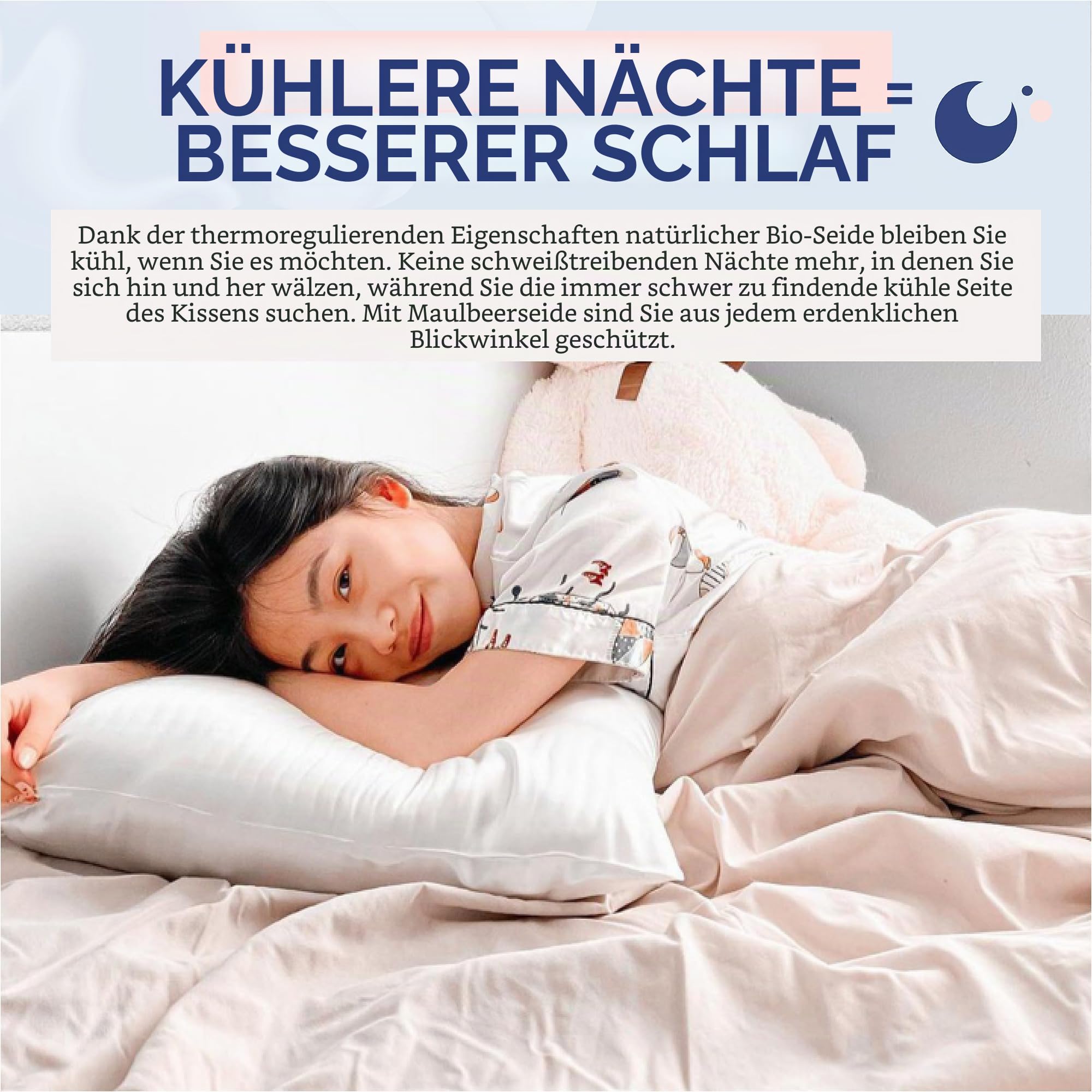 Blissy Seidenkissenbezug – 100% Reine Maulbeerseide – 22 Momme 6A hochwertige Fasern – Satin-Kissenbezug für Haar und Haut – Regular, Queen & King mit verstecktem Reißverschluss