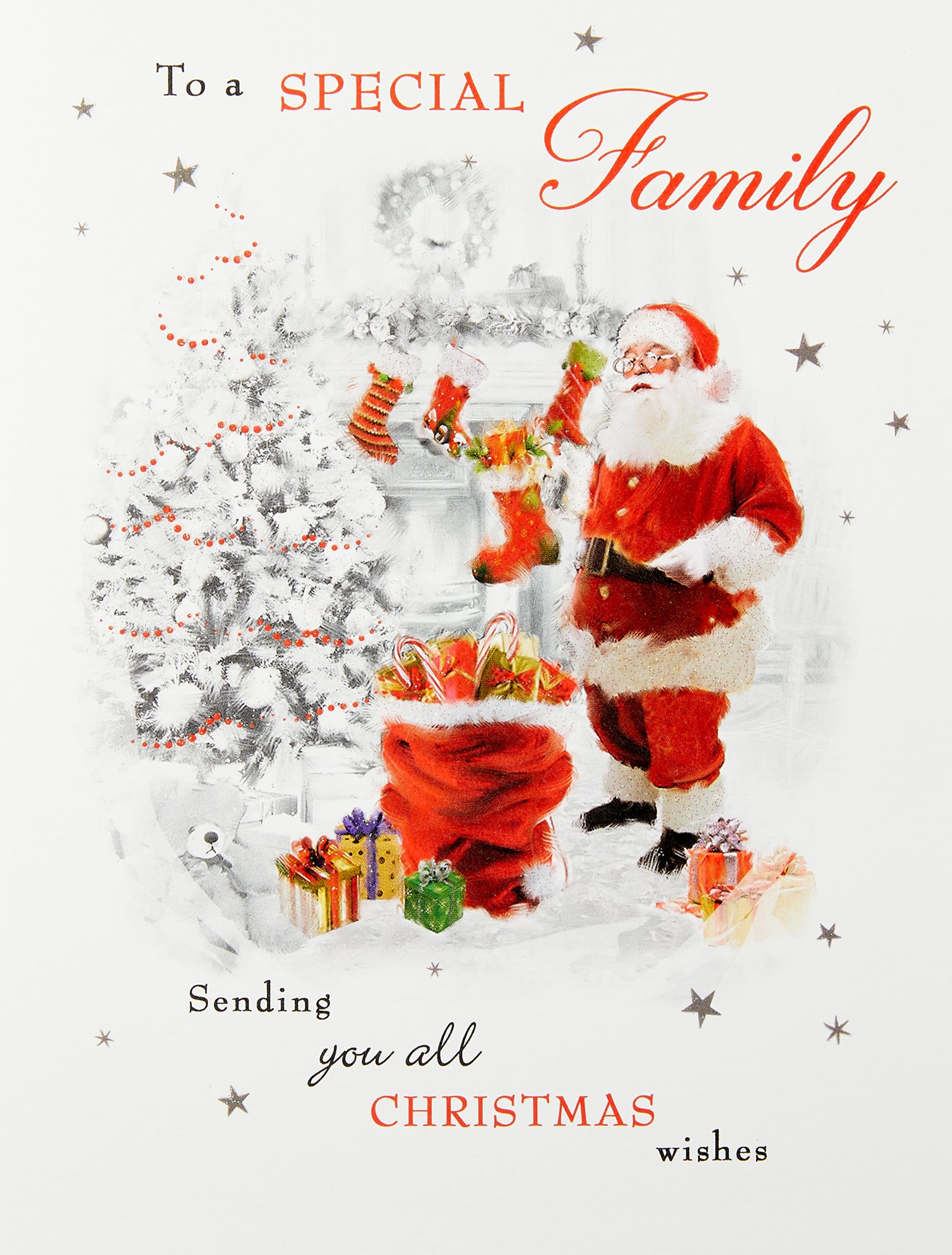 Piccadilly Greetings Traditional Christmas Card To A Family - 8 x 6 inches