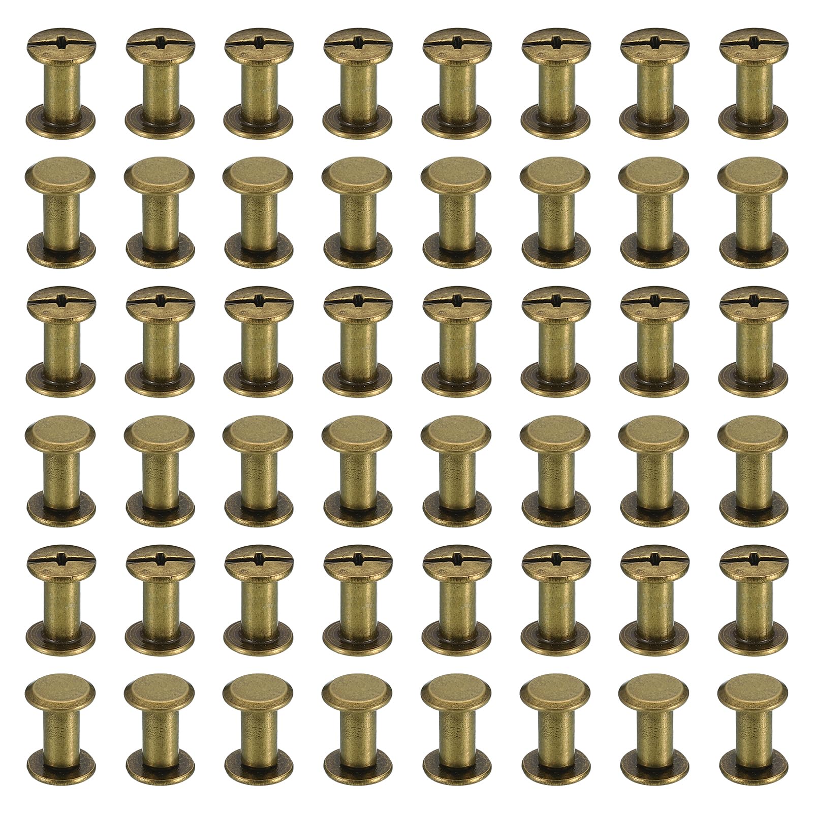 PATIKIL 100 Sets Chicago Screws, M5x10mm Chicago Screws Phillips Binding Post Screw Bolts Leather Rivets Fasteners Connectors Steel for Leather Belt Scrapbook Photo Albums, Brown