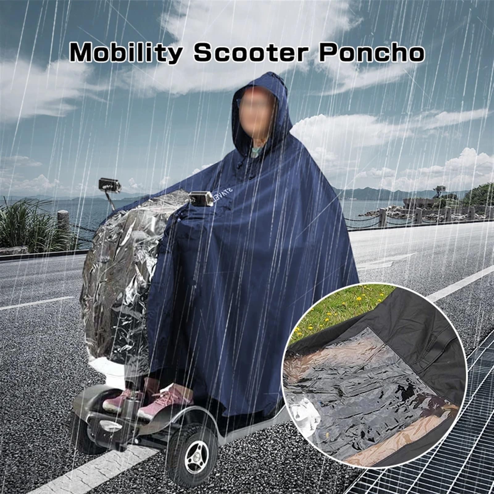 Chubasquero Poncho Impermeable Universal for Scooter de Movilidad for Personas Mayores, con Capucha y Funda Impermeable for Silla de Ruedas, for Bicicleta eléctrica y Ciclismo. Poncho Lluvia(Style 2)