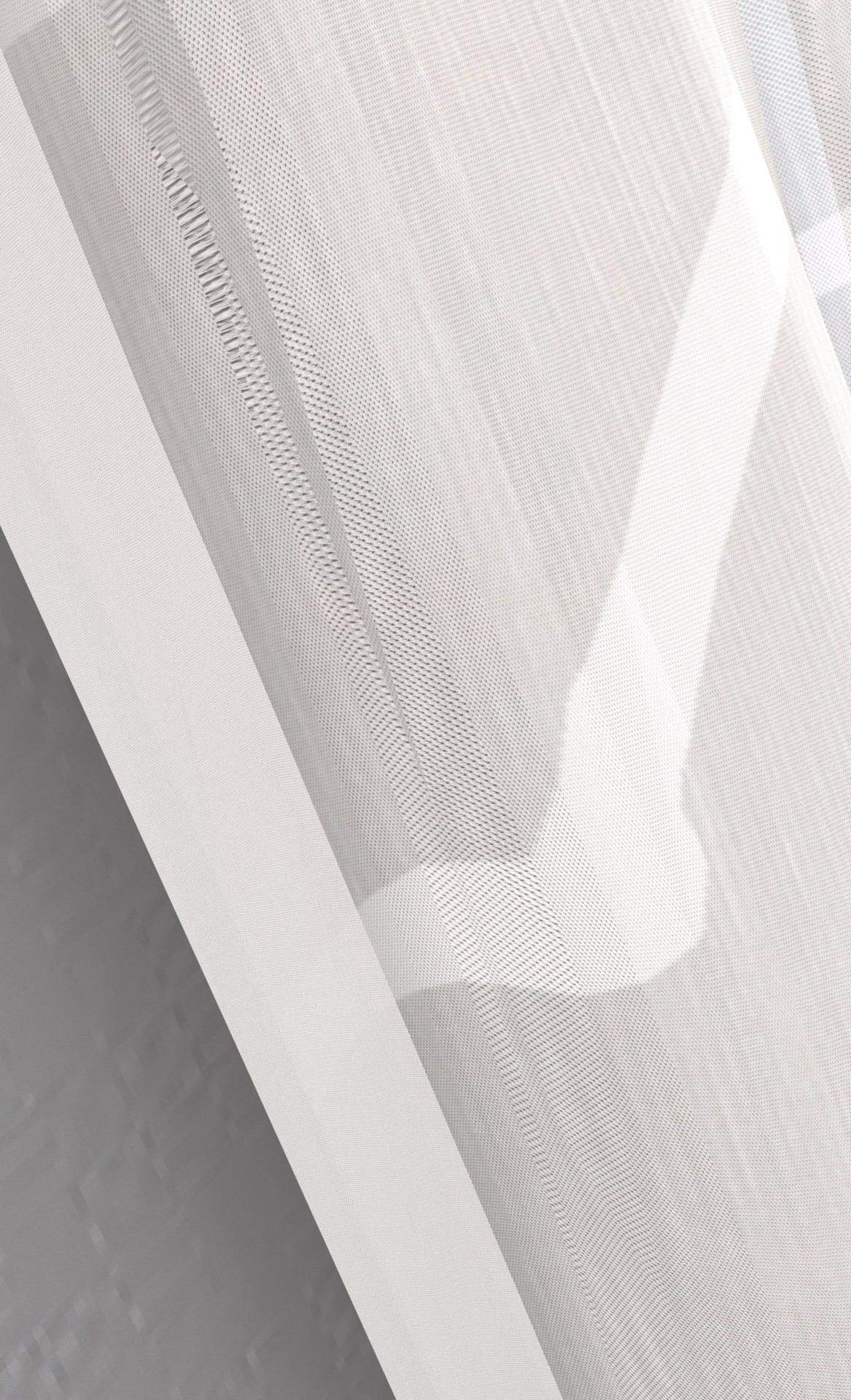 Sun World Maßgeschneiderte weiße Voile Store Gardine Design: “Granada“, inklusive Kräuselband (Universalband), Vorhang nach Maß, Höhe 90-290 cm, Breite 1-12 Meter (120 x 300 cm/HxB)