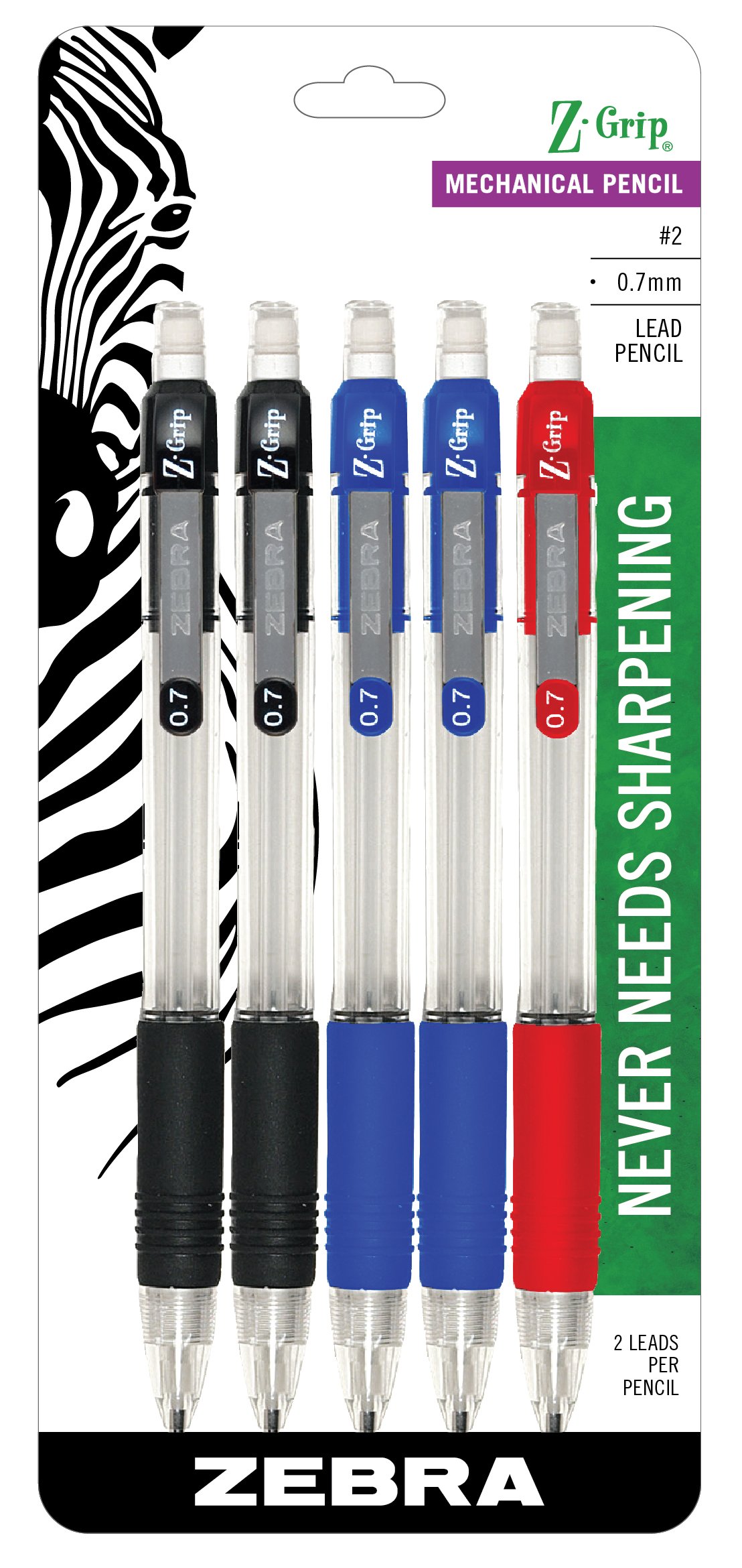 Zebra Z-Grip Mechanical Pencil adjoint .7 mm 5 PK 52405 pack de 6