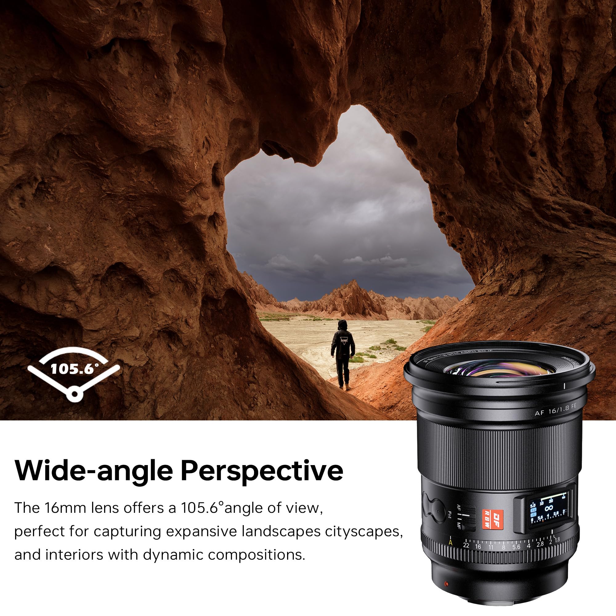 VILTROX Pełnoklatkowy obiektyw AF 16 mm f/1,8 FE, obiektyw autofokusa kompatybilny z aparatami bezlusterkowymi Sony E-Mount Alpha a7 a7II a7III a7R a7RII a7RIII a7RIV a7S a7SII a9 a7C