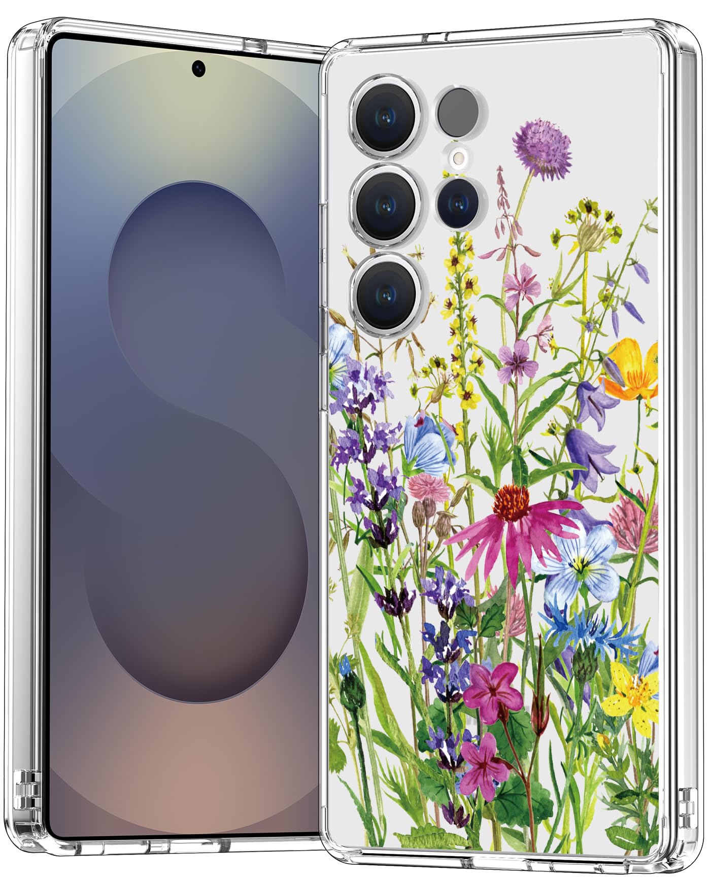 bicol for Samsung Galaxy S25 Ultra Case,Slim Clear Cover with Enhanced Camera Protection & Blooming Flowers,Trendy Protective Phone Case for Women &