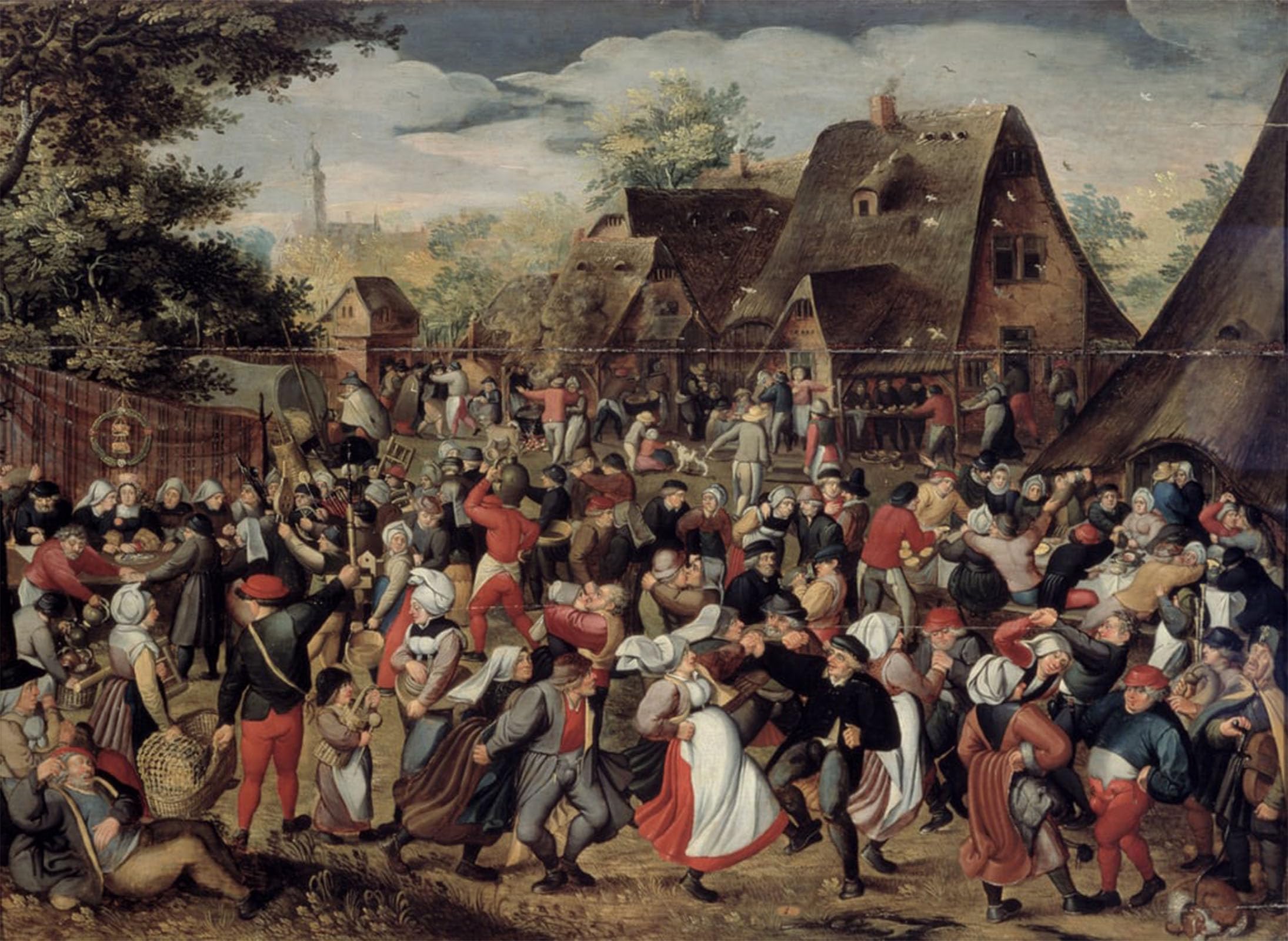 POSTERIIk Vintage Art Print Images Pictures Print the Village Festival by Pieter Brueghel the Younger Modern Colour Posters for Office Home Decor 60x90cm