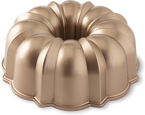 Nordic Ware - Molde Bundt original para tofe, 12 tazas Toffee,bronce,Gris,plateado