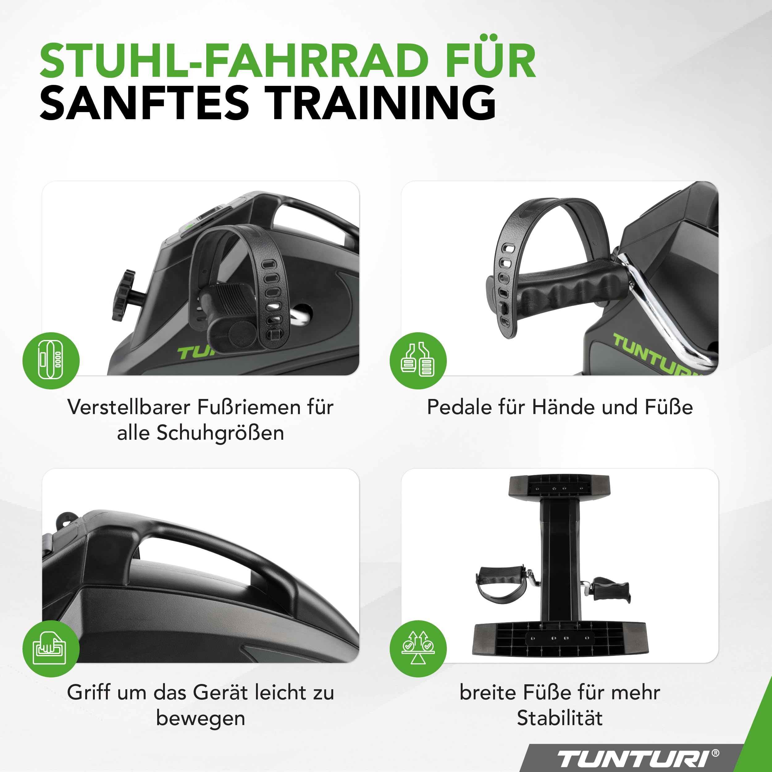 Tunturi Cardio Fit M30 Mini Bike Heimtrainer/Pedaltrainer/Arm- und Beintrainer/Minifahrrad/Bewegungstrainer für Senioren mit LCD-Bildschirmanzeige - Schwarz