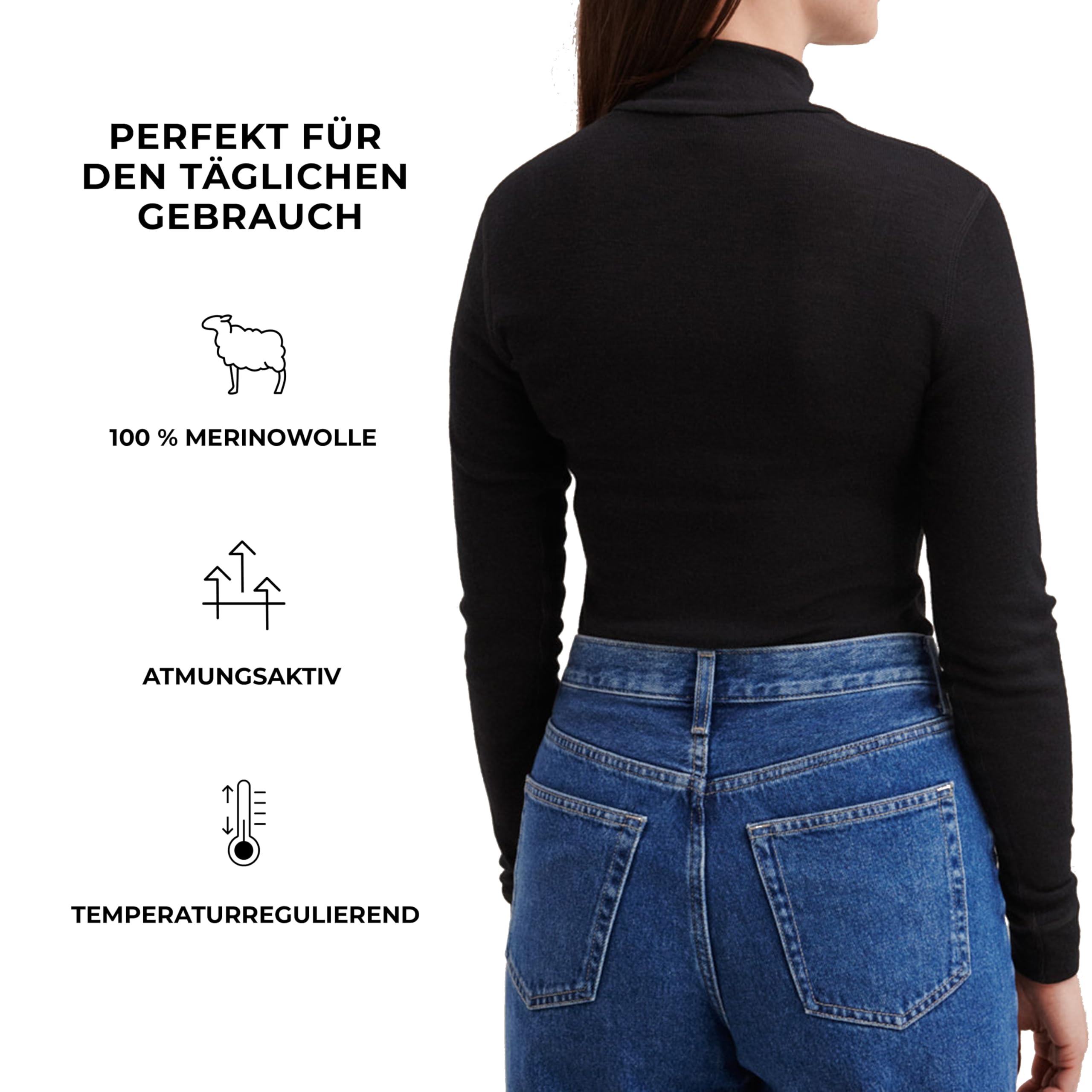 DILLING Damen Merinowolle Half-Zip Langarmshirt Midlayer Baselayer temperaturregulierend atmungsaktiv