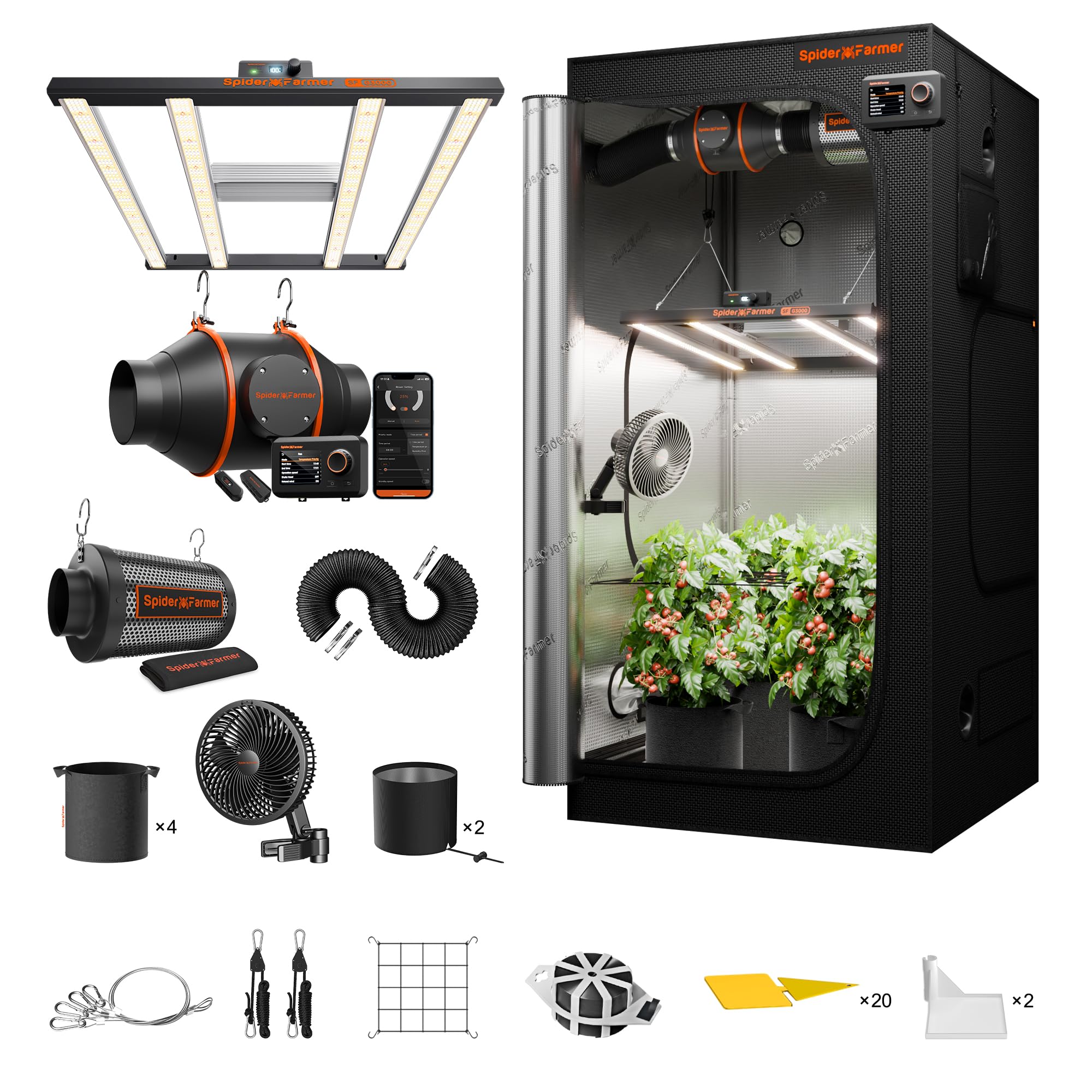 Amazon.com: Spider Farmer G3000 Grow Tent Kit Complete 3x3x6ft