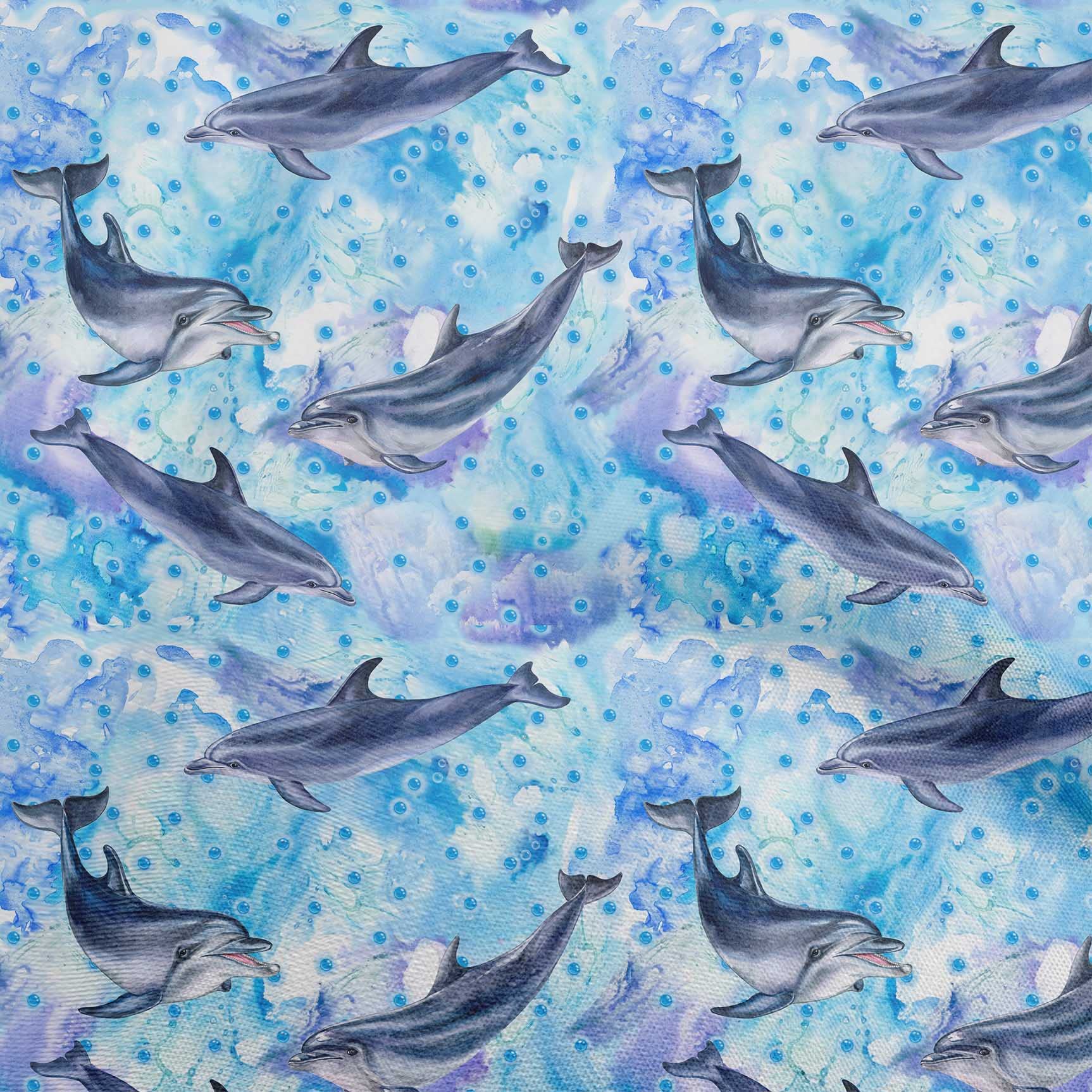 oneOone Cotton Cambric Medium Blue Fabric Ocean Dolphin Sewing Material Print Fabric By The Yard 42 Inch Wide-image-34