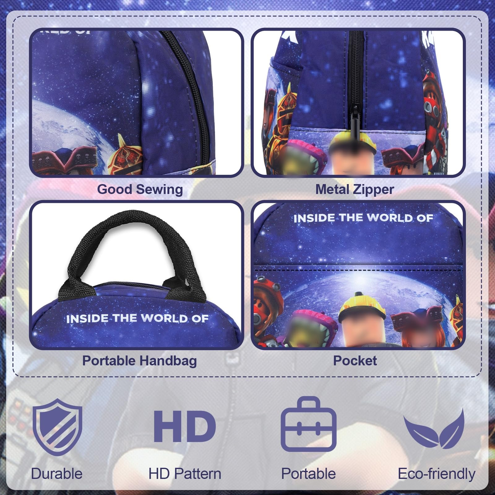 Luclay rob 2 Lunch Bag Kids Lunch Box Adults, Reusable Cartoon Insulated Lunch Bag Girls, Boys - Image 3