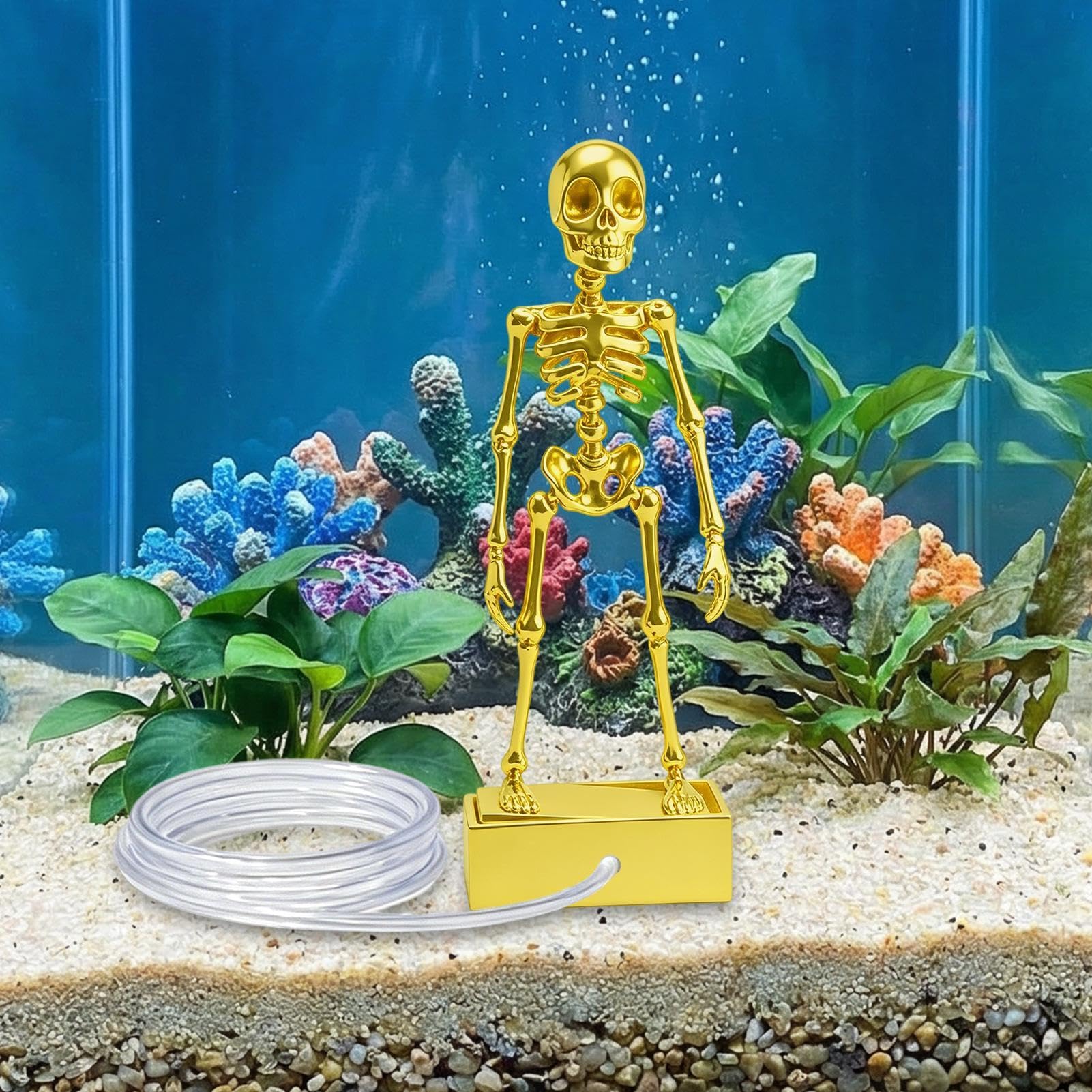 Dancing Skeleton Aquarium Bubbler Decorations With Air Hose