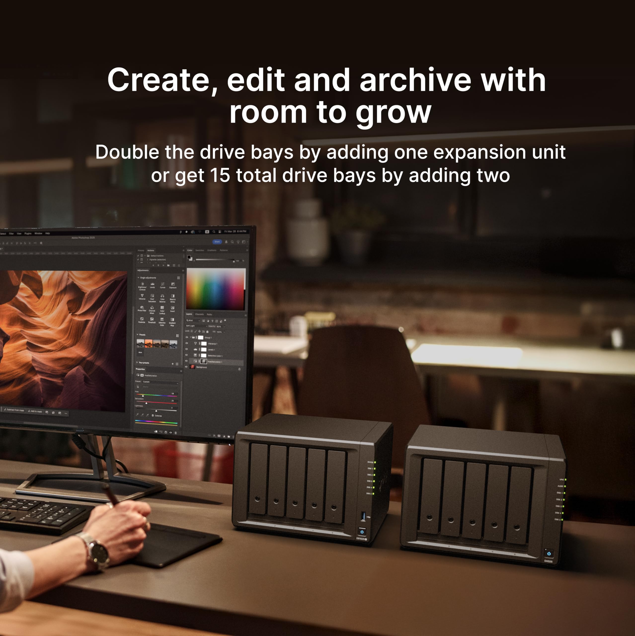 Synology Kit NAS espandibile a 5 alloggiamenti, DS1525+ AMD RyzenCPU con 8 GB di memoria, utenti standard 2,5 GbE, rivenditore autorizzato nazionale, Field Lake, supporto telefonico, DiskStation