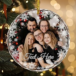 Personalized Photo Crystal Ornaments, Custom Glass Pendants with Picture...