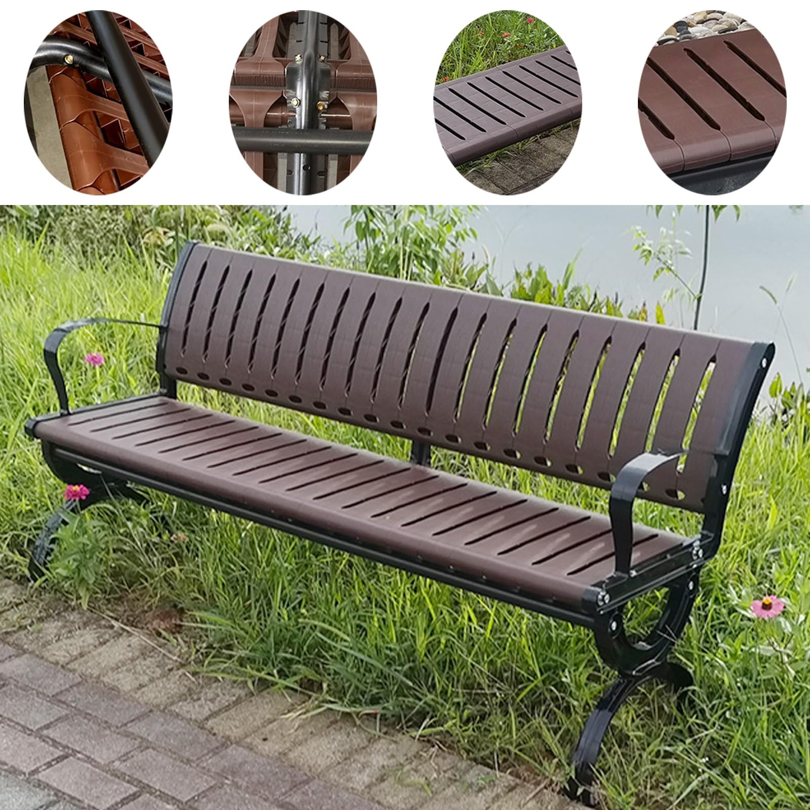 Robusta Panche da Giardino per 2-3 Adulti, Panca da Esterno Resistente alle Intemperie per Patio, Veranda, Cortile, Panchina da Esterno Resistenti Carico Massimo 250 kg(Blue,120cm/47in)