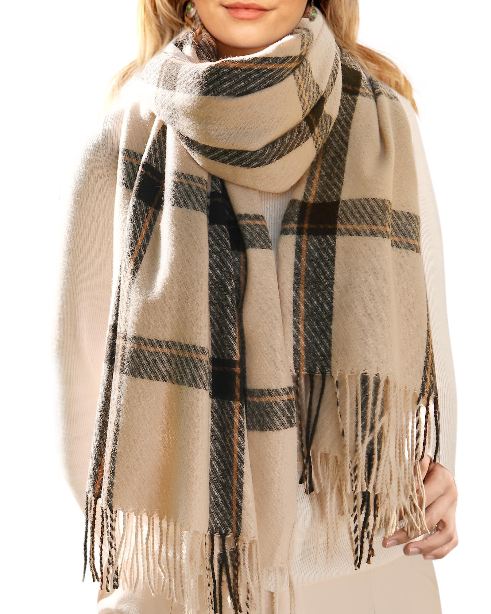 FURTALK Winterschal Damen Oversized Kariert Schal Tassel Tuch | Buttrig weicher Stoff, Extra groß & dick, AZO-frei, Edler Look, Anti-Pilling Winterschal