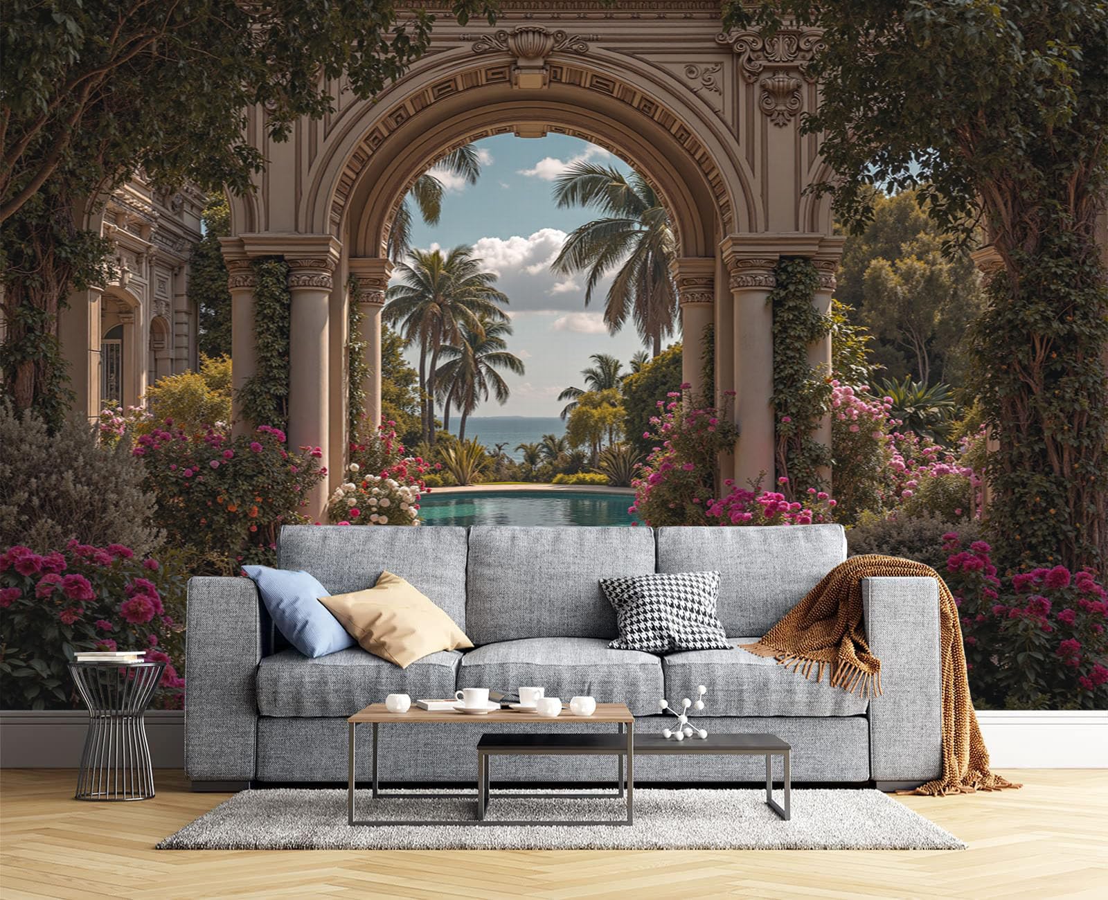 Papier peint panoramique tropical paysage de jardin poster mural 3D