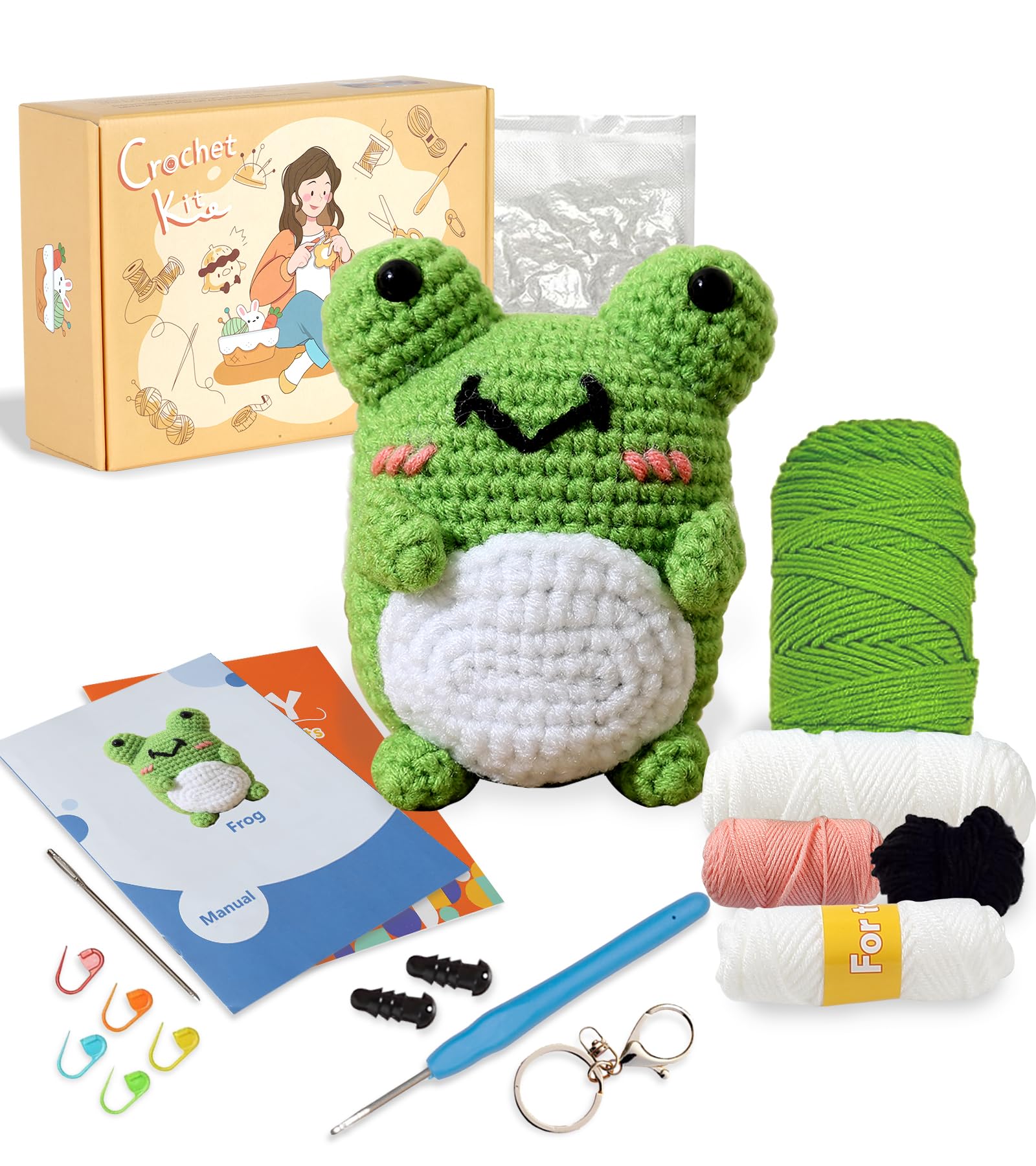 Ktmeor Crochet Kit for Beginners — Crochet Animal Kit for Beginners, Crochet Starter Kit with Step-by-Step Video Tutorials, DIY Knitting Supplies for Adults, 40% Extra Practice Yarn (Character May Vary)