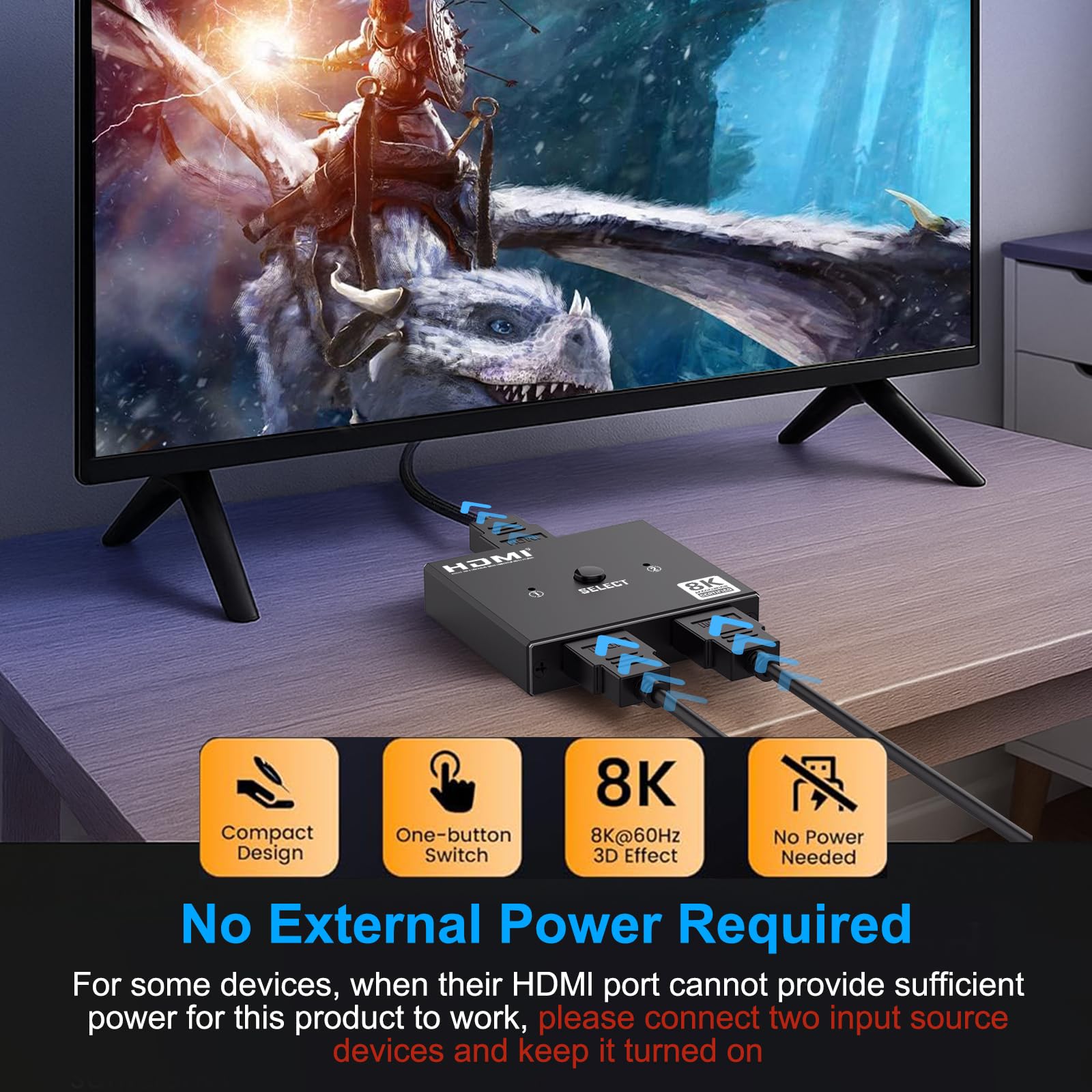 Switch HDMI 2.1, 8K @ 60Hz 4K @ 120Hz alluminio HDMI Switcher 2 in 1 Out, HDMI I Splitter supporta HDR10+ 48 Gbps 3D Dolby VRR, HDM I Switcher compatibile con TV Switch HDMI 2.1, 8K @ 60Hz 4K @ 120Hz alluminio HDMI Switcher 2 in 1 Out, HDMI I Splitter supporta HDR10+ 48 Gbps 3D Dolby VRR, HDM I Switcher compatibile con TV