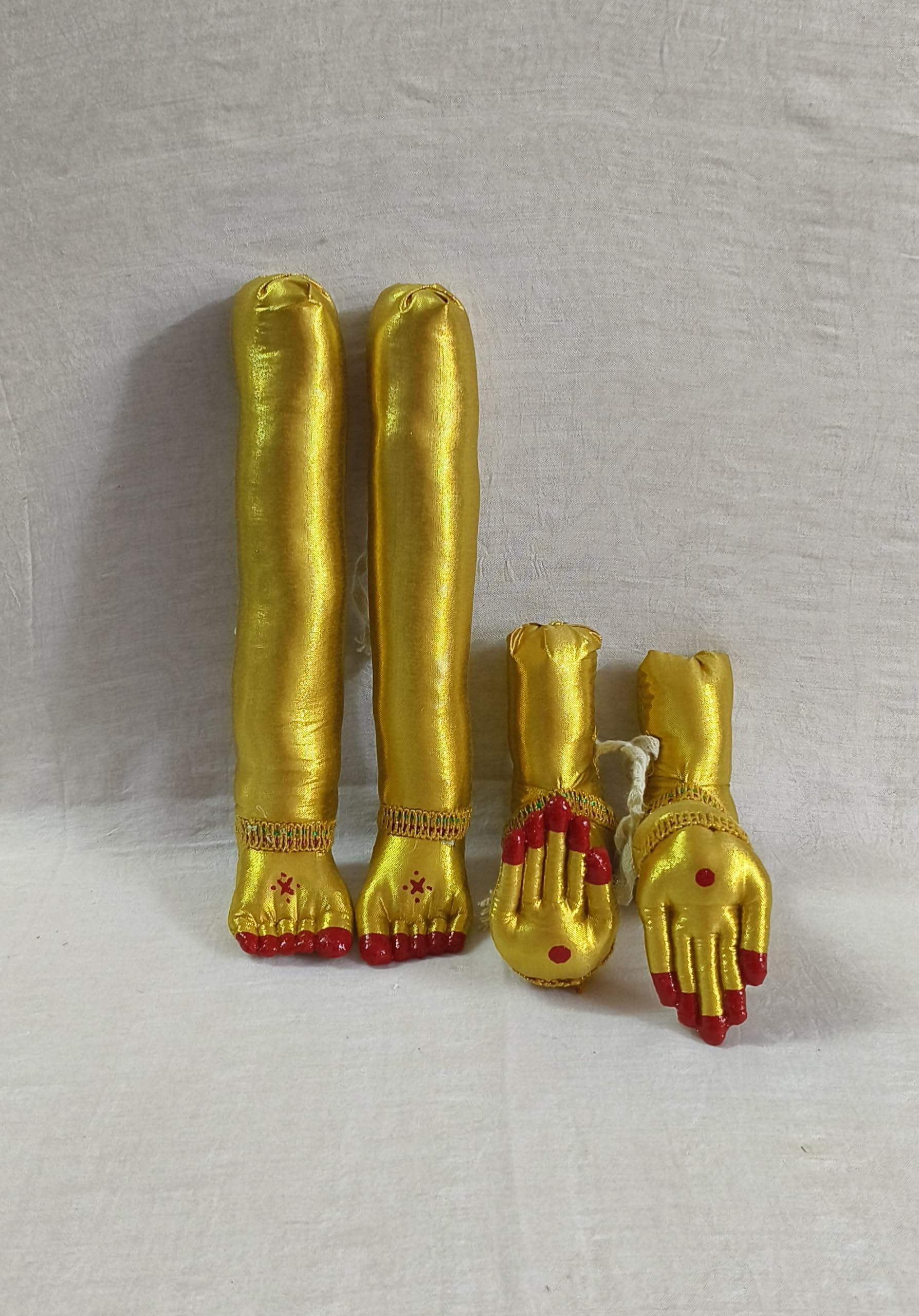 Golden Pattu Zari Devi Hands Legs Devi Hastham Paadham, Fabric for Varalakshmi Vrata Pooja Decorations, Ammavaru Decorations, Stuffed Cloth (XS, Legs:10 x Hands: 5 inches)-image-32