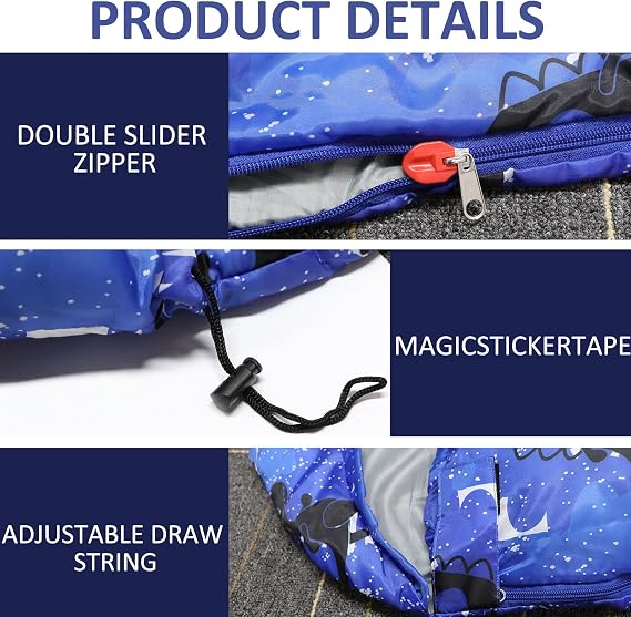 Kids Sleeping Bags - Camping Sleeping Bags with Carry Bag - Compact Sleeping Bag for Hiking, Backpacking 3 Season Warm & Cool Weather, Lightweight Waterproof Outdoor Travel for Boys Girls