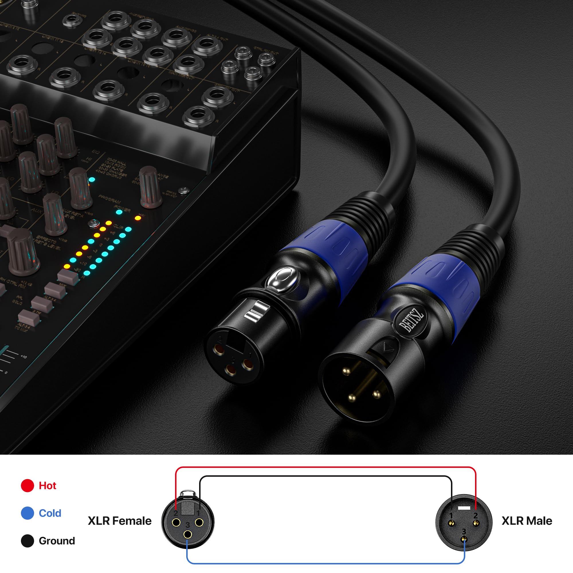 Câble XLR 20m 2 paquet, Câble Microphone XLR Mâle vers Femelle Compatible avec Microphones, Enceint, Consol Mixag, Amplificateur