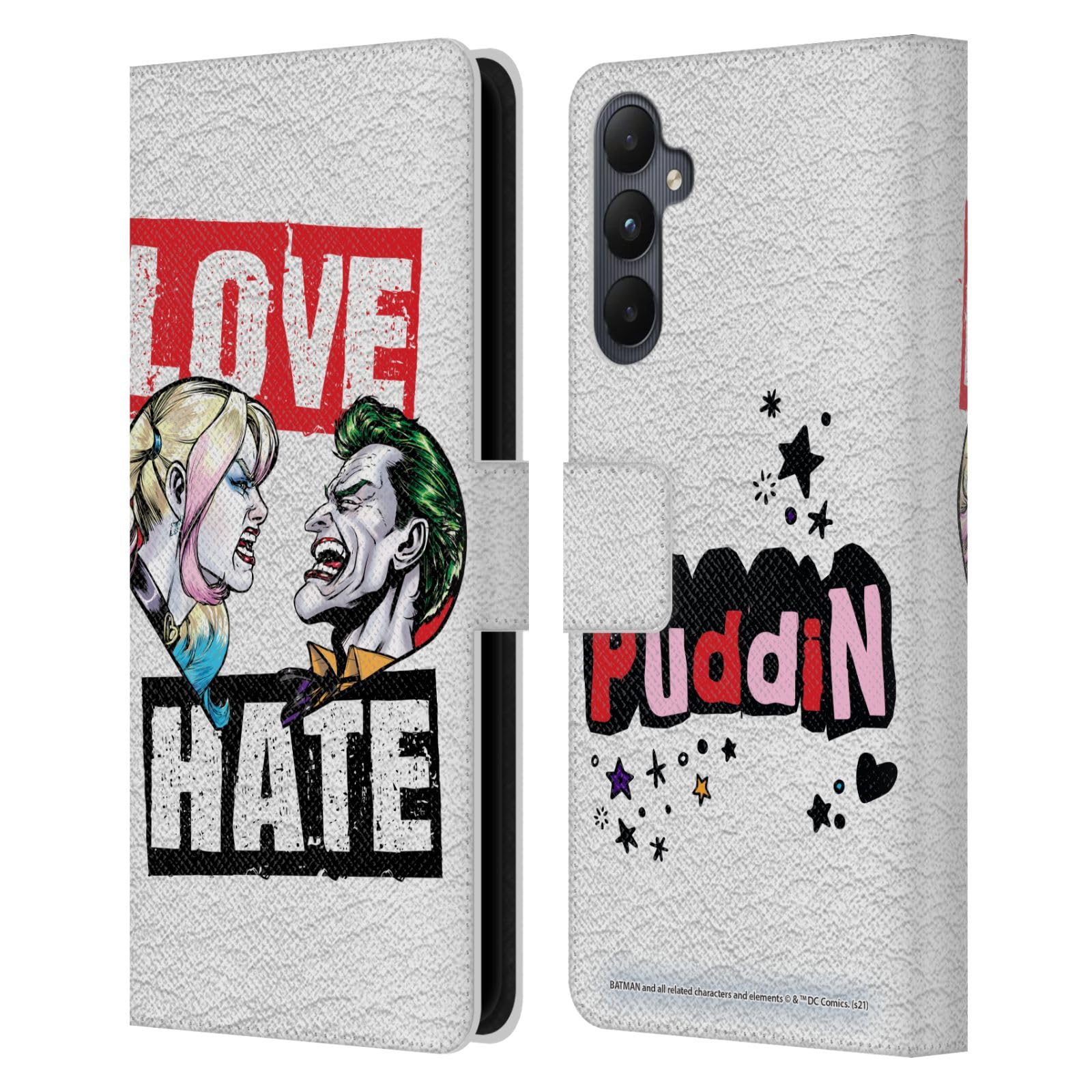 Head Case Designs Officially Licensed Batman DC Comics Love Hate Joker Harley Quinn Graphics Leather Book Wallet Case Cover Compatible with Samsung Galaxy A05s