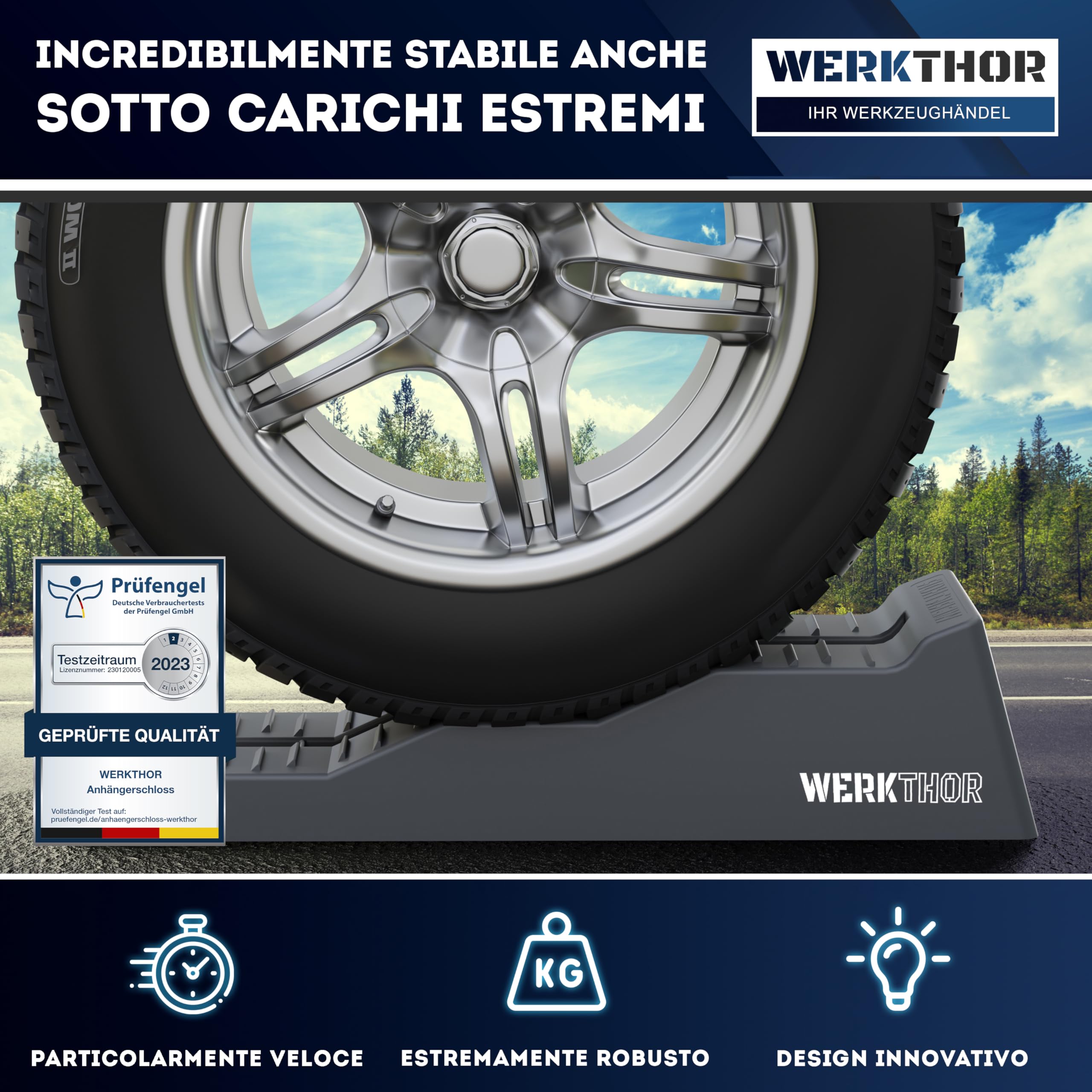 WERKTHOR Cunei per Camper [Grigio Set 2 Pezzi] con Borsa | Cunei Livellatori Camper fino 5T per Roulotte Van | Pedane Auto Sollevamento Resistenti Antiscivolo