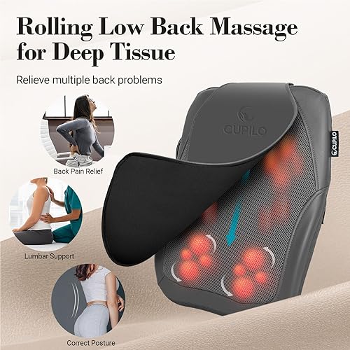 Miniatura 5 de Shiatsu - Masajeador de espalda baja, regalo para mujeres, hombres, almohada de masaje 3D para aliviar el dolor, masajeador rodante para oficina en