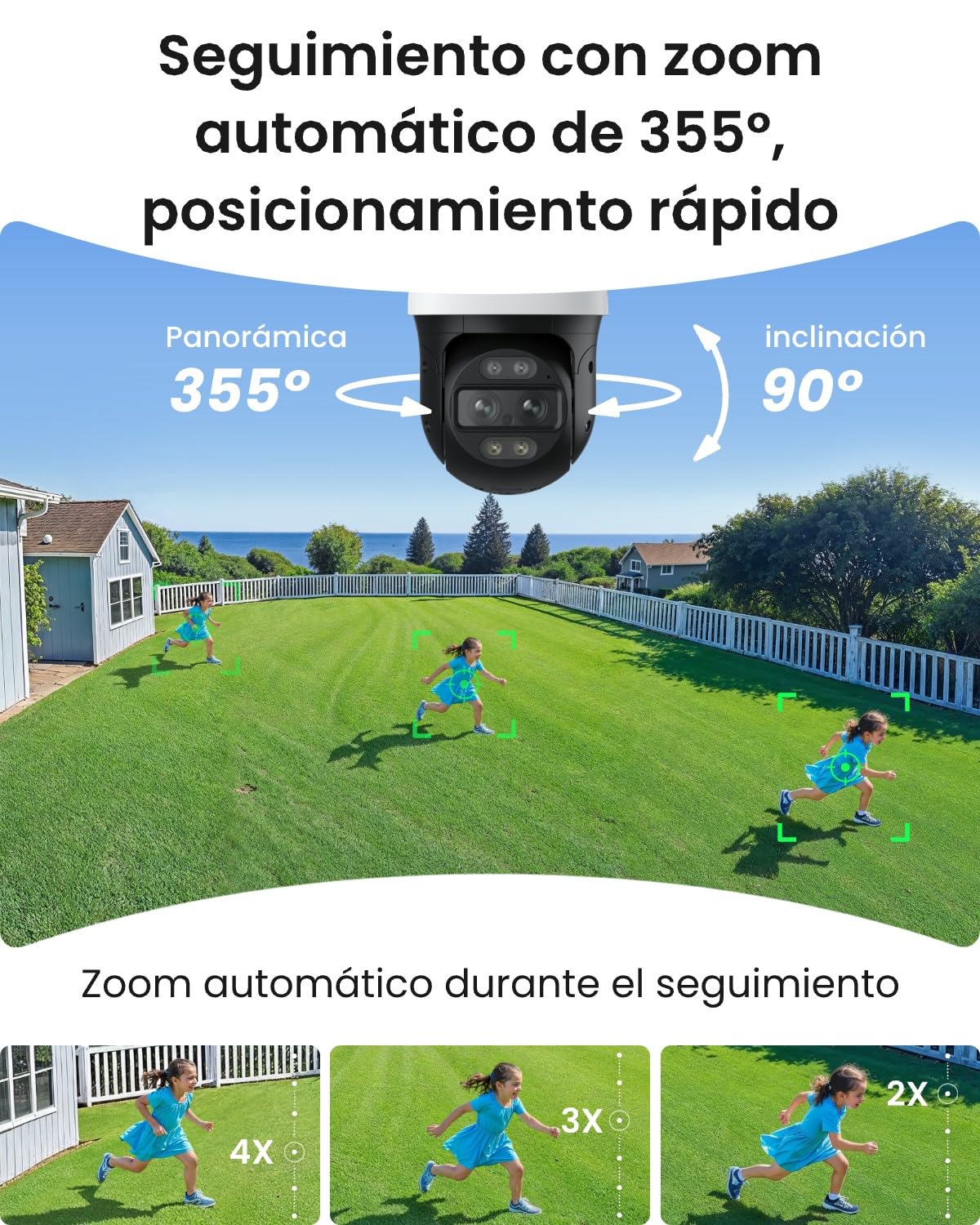 Reolink 4K 8MP PTZ Camara Vigilancia PoE Doble Lente con Zoom Híbrido 6X, 355° Pan y 90° Tilt, Color Visión Nocturna, Detección Inteligente, Seguimiento Automático, Audio Bidireccional, TrackMix PoE