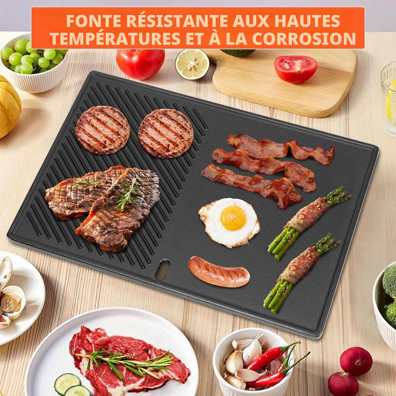 GFTIME Plaque de gril en fonte de 49,5 cm et grille de gril pour Weber Genesis E-310/320/330, S-310/320/330, EP-310/320/330, CEP-310/320/330 Barbecue à gaz (2007-2016), pièce de rechange pour Weber