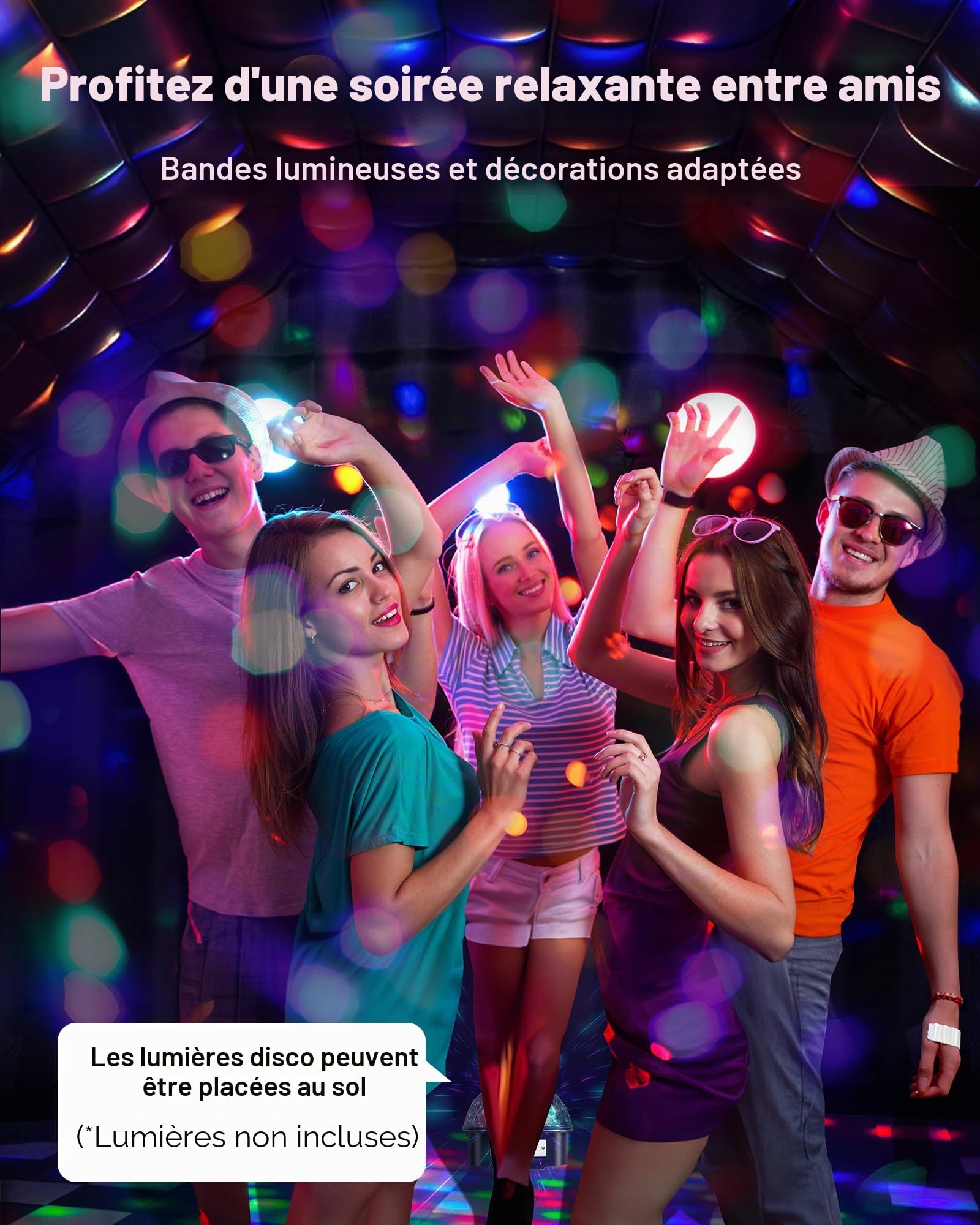 VEVOR Tente de Fête Gonflable, 6x5x3,65 m, Tente Cube Gonflable, Discothèque Boîte de Nuit Club à Gonfler avec Souffleur 680 W, Sac de Sable, 2 Fenêtres, pour Évènement, Anniversaire, Mariage, Noir