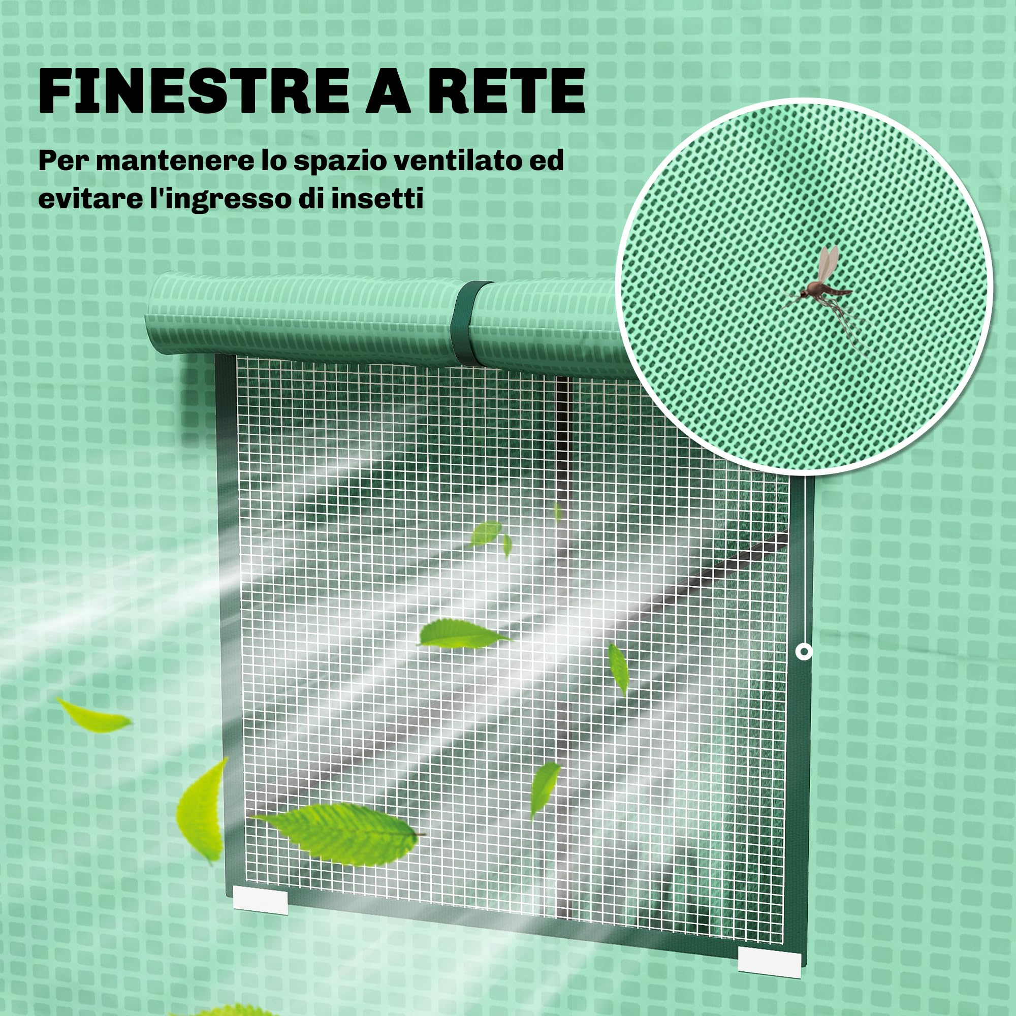 Outsunny Serra da Giardino con Tetto Inclinato, 2 Finestre e Porta Avvolgibili, Serra per Orto con Struttura in Acciaio, Copertura in PE Anti-UV, per Orto Verdure Fiori Piante, 196x77x197 cm, Verde