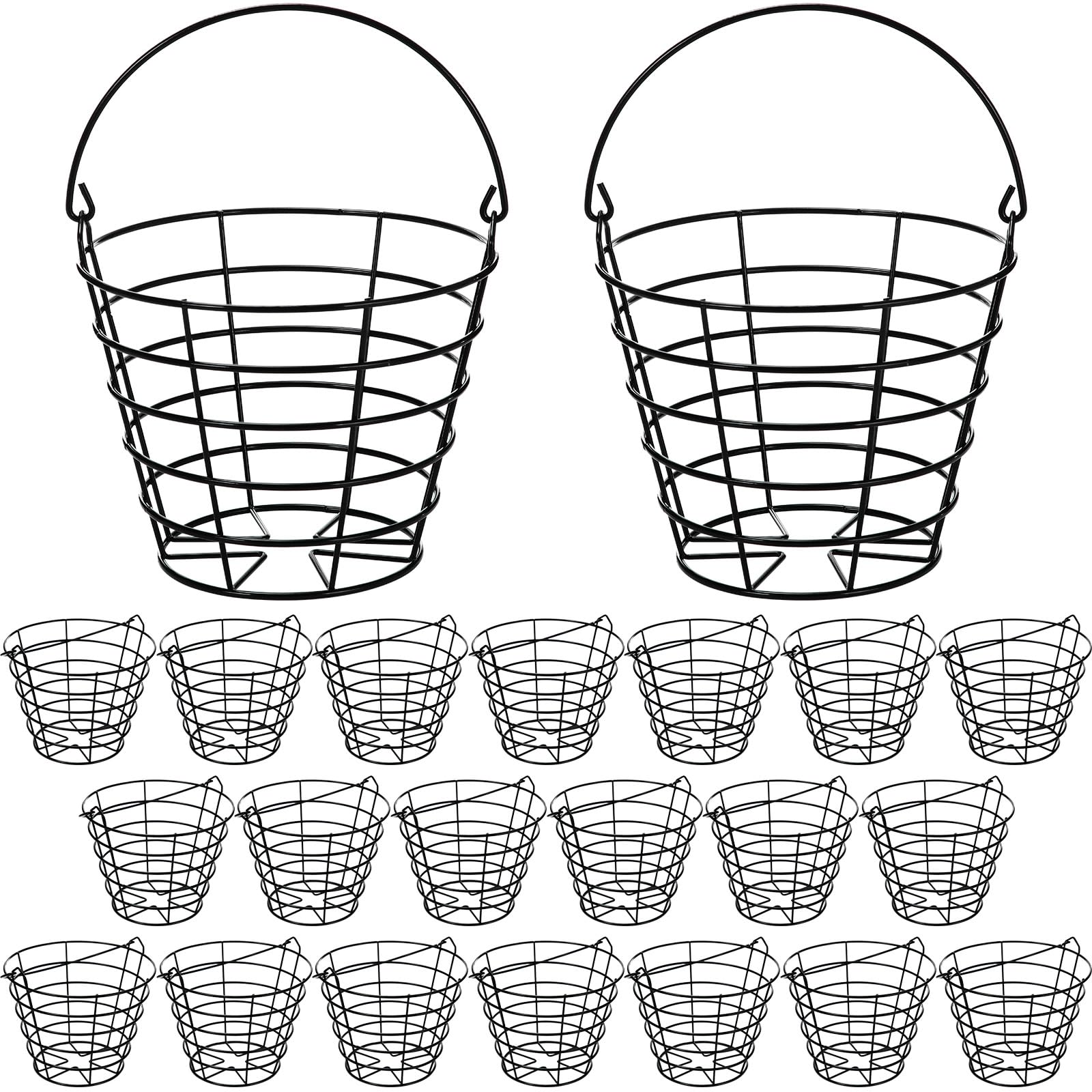 Wettarn Metalldraht Golfballkorb mit Griff Edelstahl Golfkorb Golfballhalter Golfballbehälter für Sommer Golf Lagerung Praxis Zubehör, Schwarz