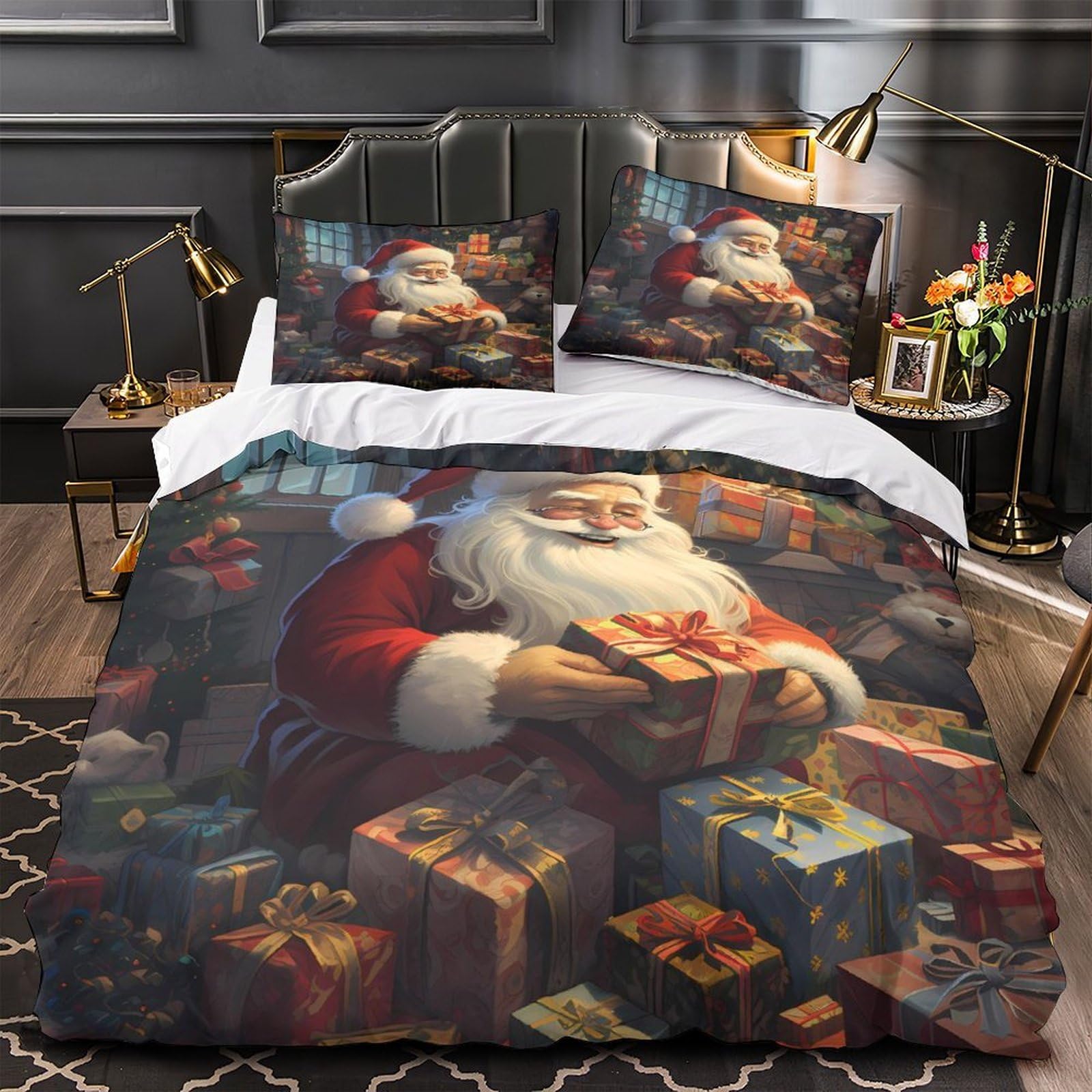 Parure de lit Père Noël 3D pour une chambre d'hiver cocooning