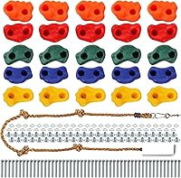 ZENFUN 25-Pack Rock Climbing Holds Kit - Indoor Outdoor Wall Grips for Kids Adults, Multi-Color with Rope & Hardware