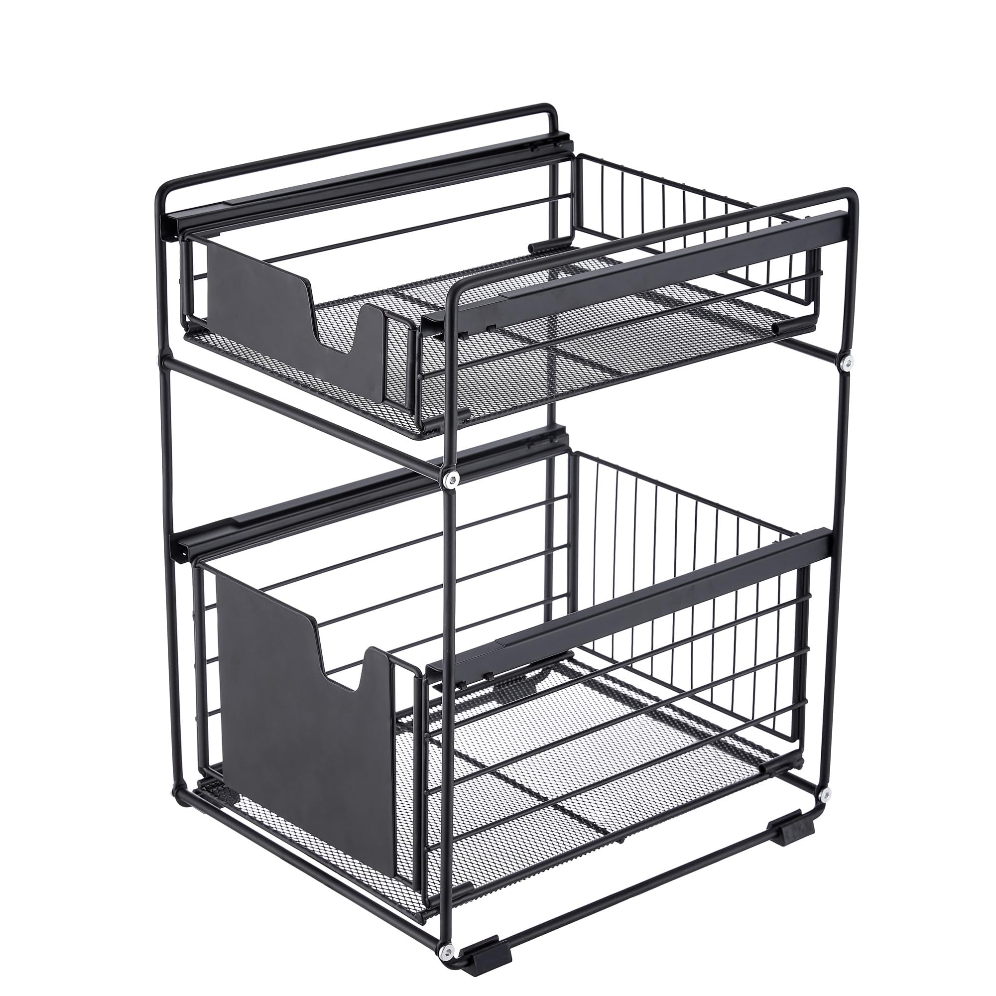 Stackable 2-Tie Under Sink Cabinets Organizer With Sliding Storage Drawer, Under Sink Organizer, Pull Out Cabinets Organizer Shelf For Kitchen, Bathroom, Office