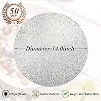 Vista 2 de 50 Pieces Silver Glitter Paper Place Mats Sparkle 14'' Round Disposable Table Mats Silver Sequin Doilies Decorative Placemats for Wedding Banquet
