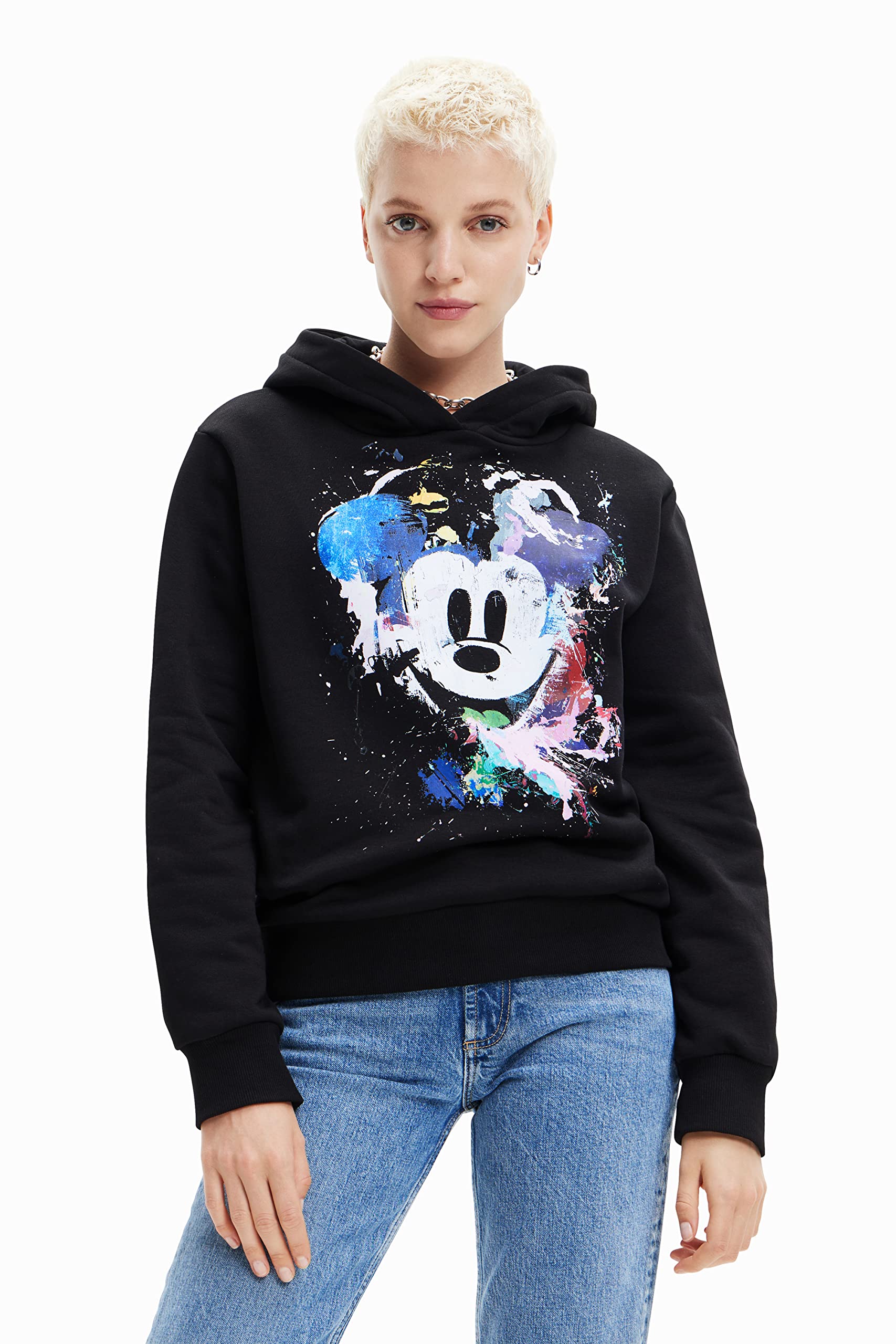 Desigual Women's Sweat_Mickey 2000 Sweatshirt, Black, XS