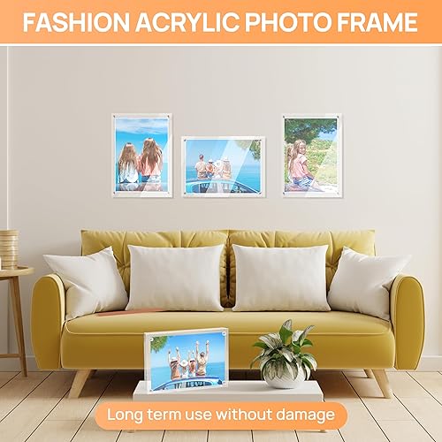 Miniatura 5 de A & R 2 paquetes de marcos acrílicos de 11 x 14, marco magnético, marco de fotos transparente de doble cara de 10 + 0.394 in de grosor, acrílico
